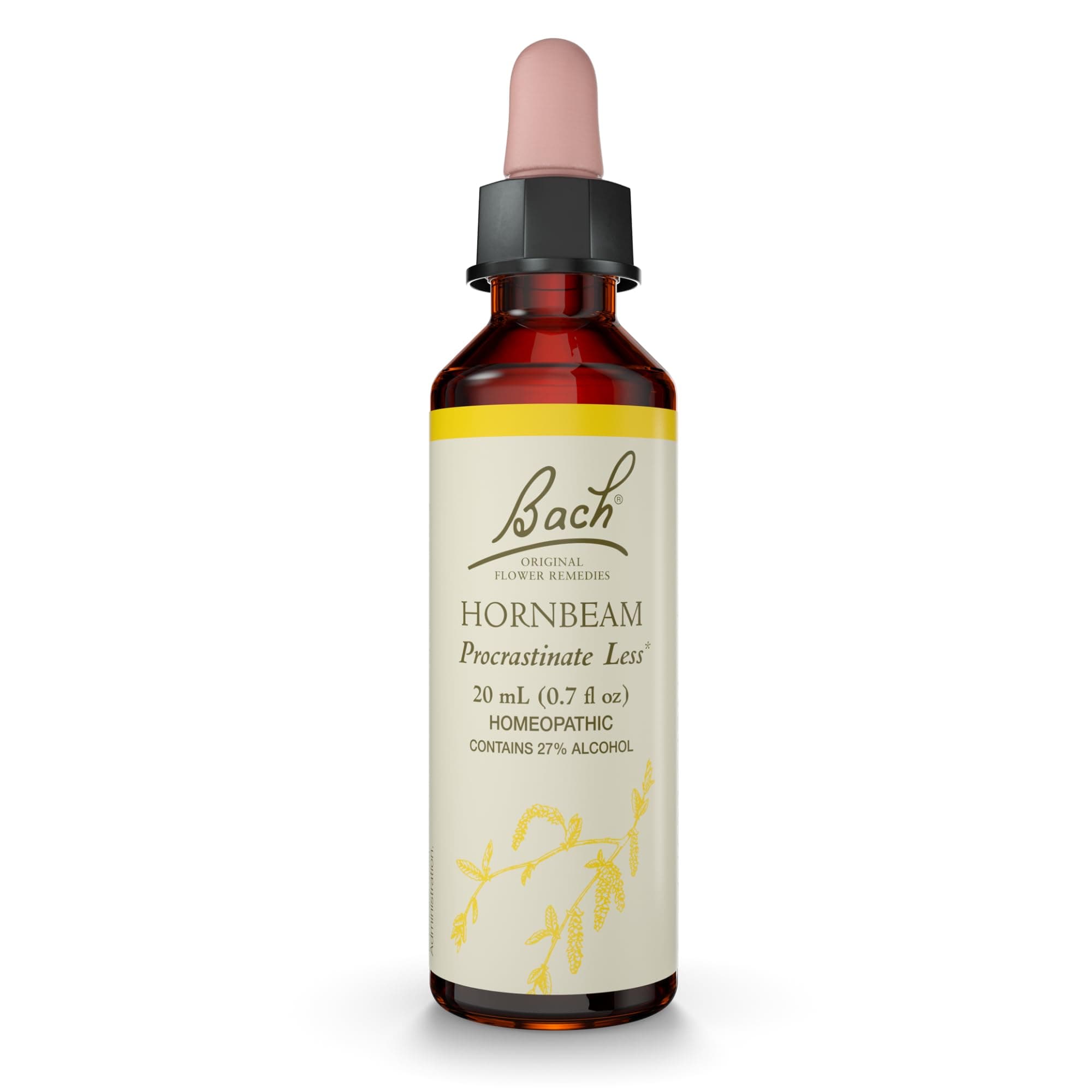 Bach Original Flower Remedies, Hornbeam - Procrastinate Less - Natural Homeopathic Flower Essence for Emotional Balance - Vegan, Gluten Free, Sugar Free - 20mL Dropper