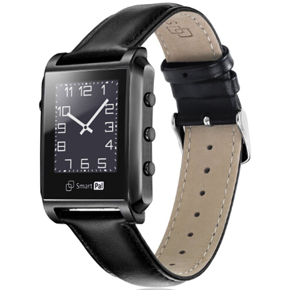 Womens Watches with Pedometer for Man Women Waterproof Stainless Steel Genuine Leather Strap SmartPal G1,A Normal Watch,Rechargeable ( Black )