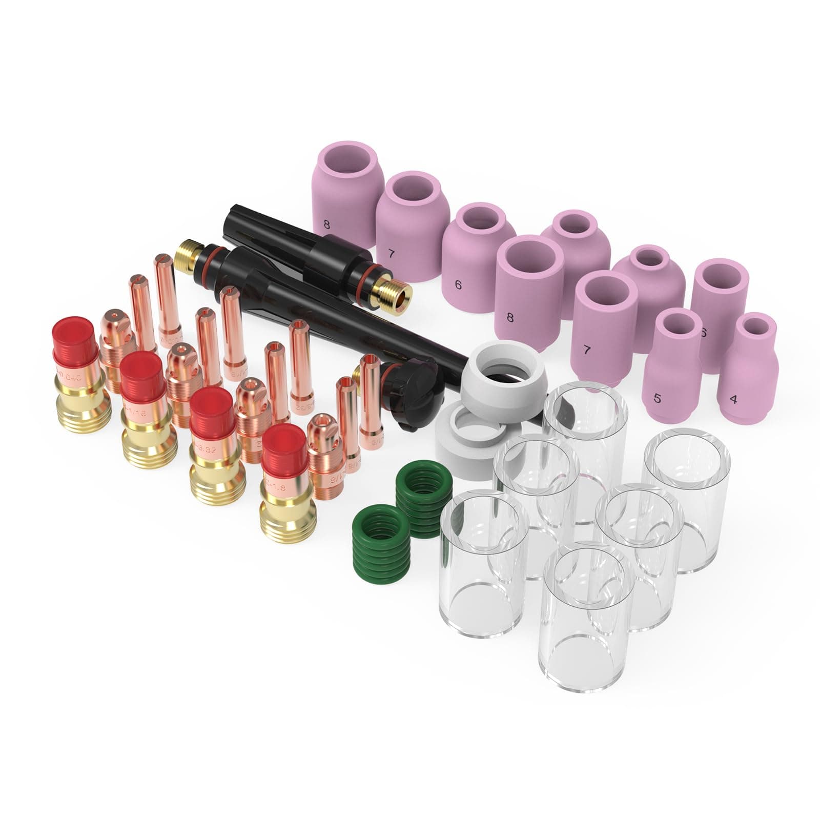 YESWELDER 49Pcs TIG Welding Torch Stubby Gas Lens #10 Glass Cup Kit For WP-17/18/26