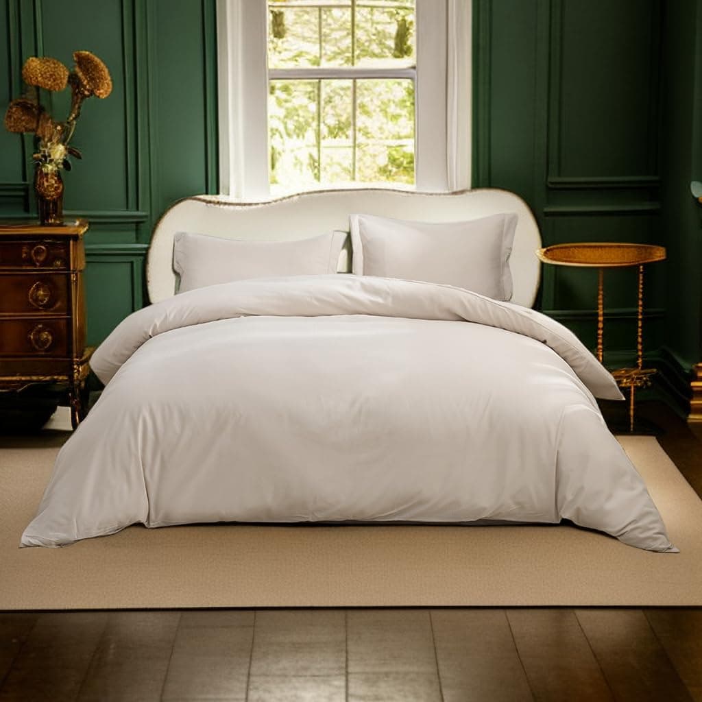 Mohap1 Duvet Cover with 2 Pillow Shams Full Size for All Seasons - 3 Piece Home Bedding Comforter Cover with Zipper Closure - Ultra Soft Double Brushed Microfiber, 80 x 90 Inch - Beige