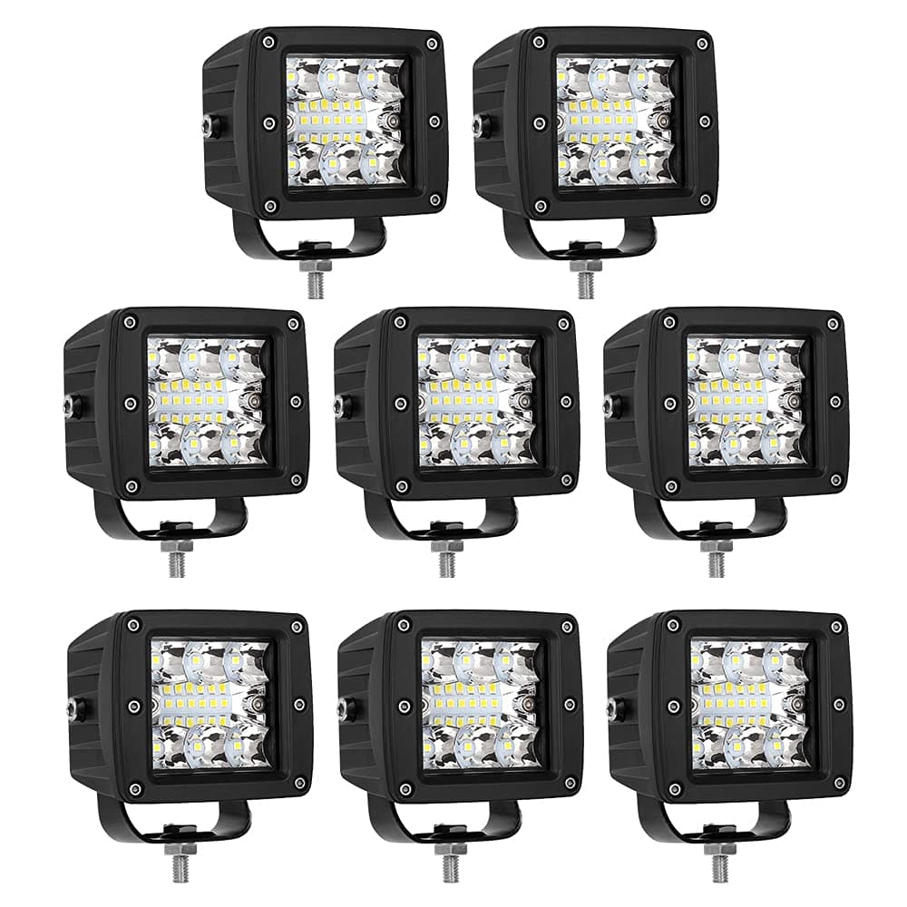 LED Cubes, Turboo 8PCS 39W CREE 3 Inch LED Pod Lights Off Road Driving Lights Spot Flood Combo LED Light Bars Fog Lights Square LED Work Light for Truck Car SUV ATV UTV Boat