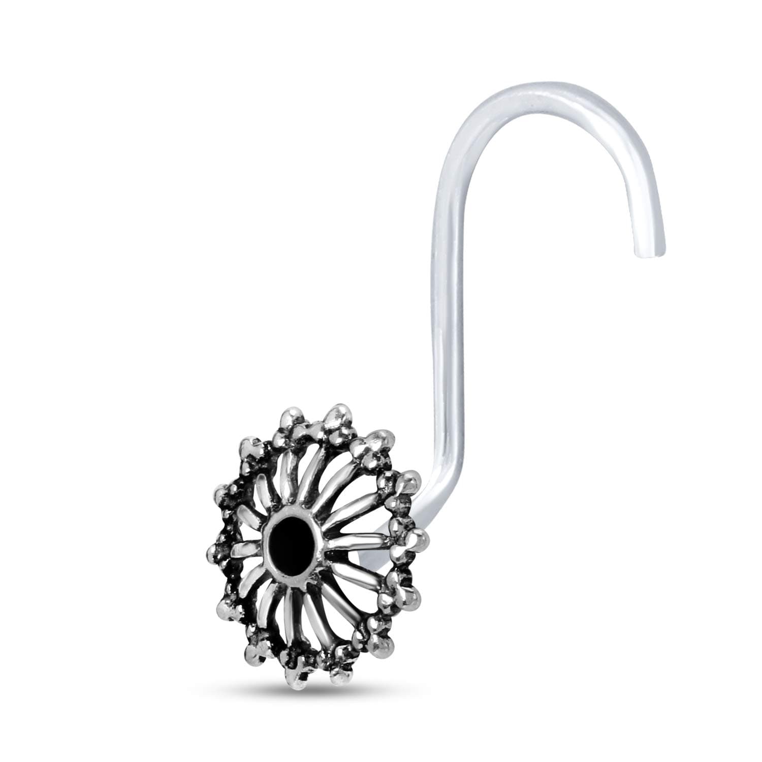 NEMICHAND JEWELS925 Sterling Silver oxidised Nose Rings / Nose pin for womens