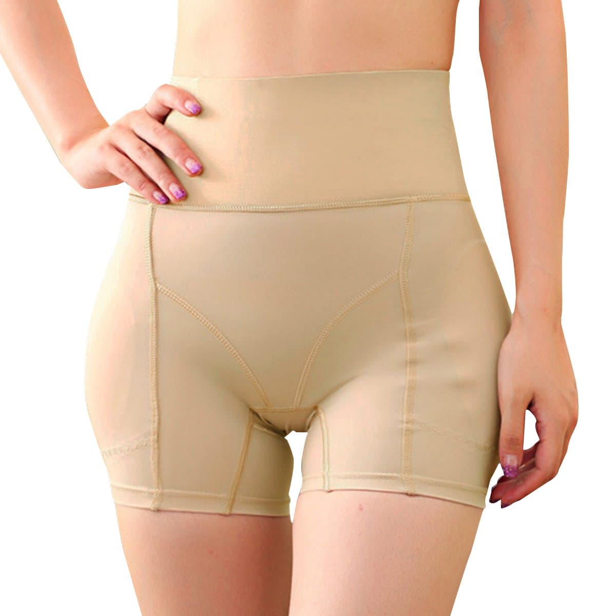Women's Hip Enhancer Firm Control Seamless Padded Thigh Slimmer Panties, Nude, TagsizeL=USsizeXS