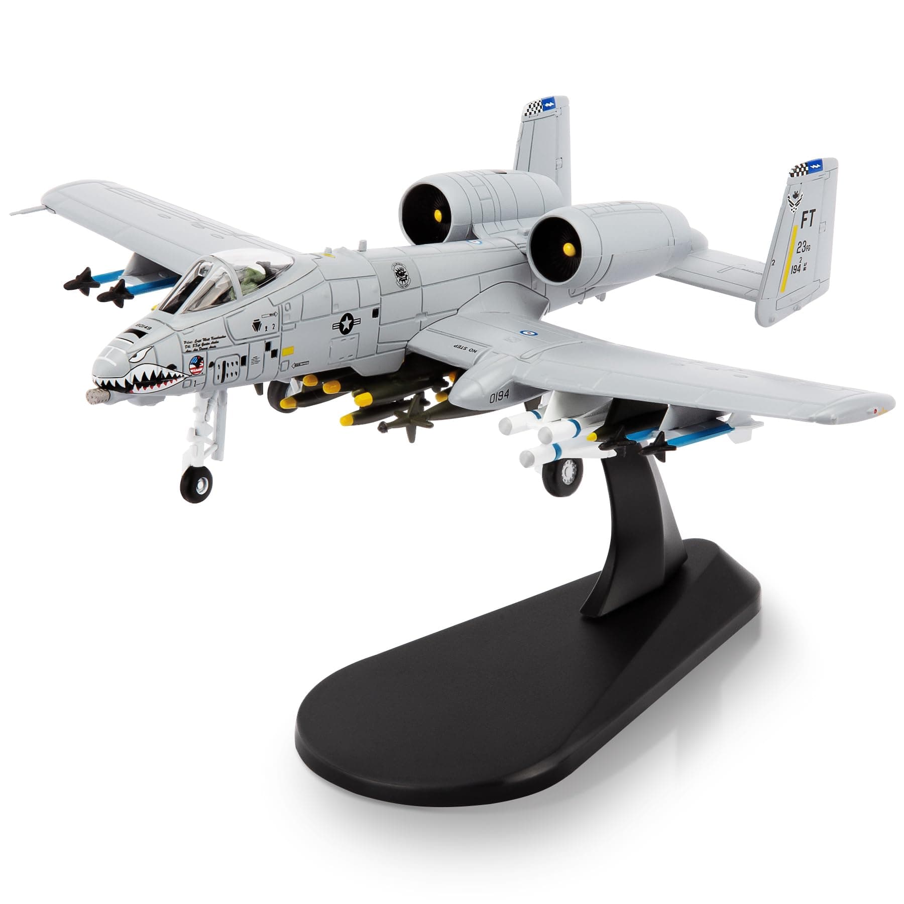 HANGHANG 1/100 A-10 Thunderbolt II Warthog Attack Planeï¼Ë†Painted Versionï¼â€° Metal Fighter Military Model Diecast Plane Model for Collection or Gift