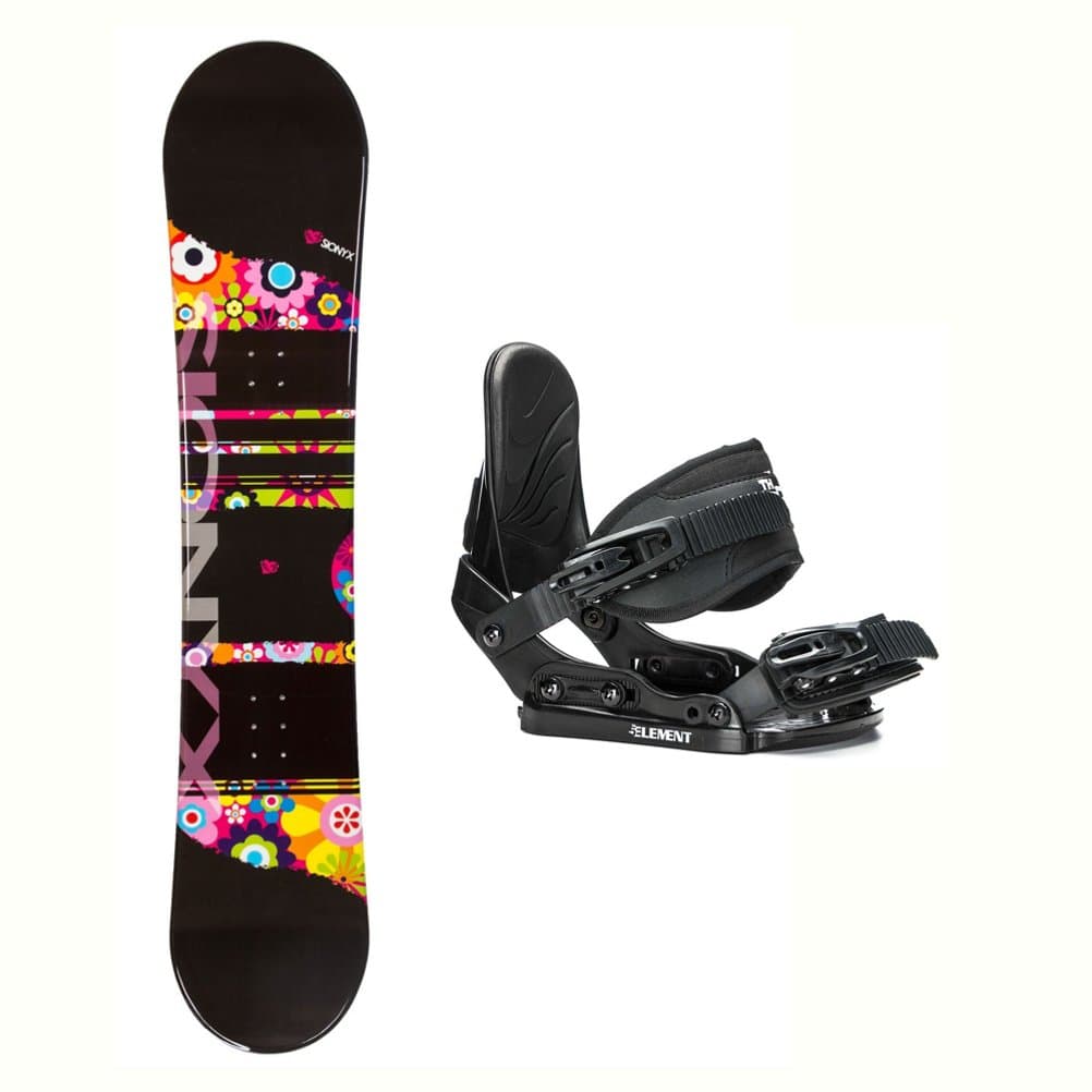 Sionyx Flower Girl Black Stealth Girls Snowboard and Binding Package - 138cm/1-5