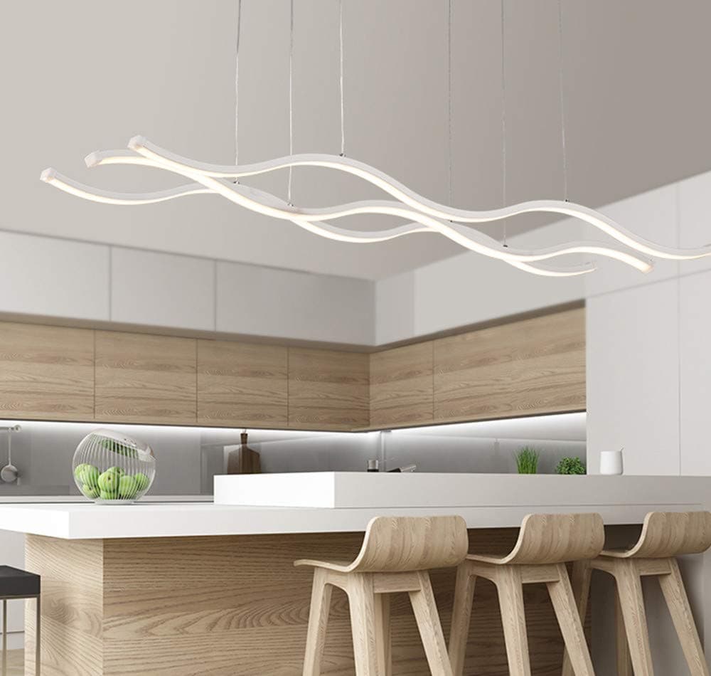 ZipLigting Modern Pendant Lighting Led Stepless Dimmable Transitional Chandelier Acrylic Dimming Ceiling Lamp Minimalist Wave Hanging Light Contemporary Living Dining Room Kitchen Island with Remote