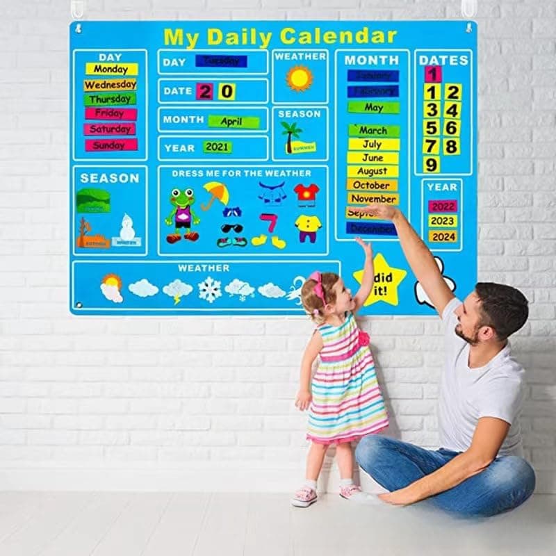 THE WHITE SHOP My First Daily Magnetic Calendar | Weather Station for Kids | Moods and Emotions | Preschool Learning Toys | Classroom Calendar Set |Usable on Wall or Fridge