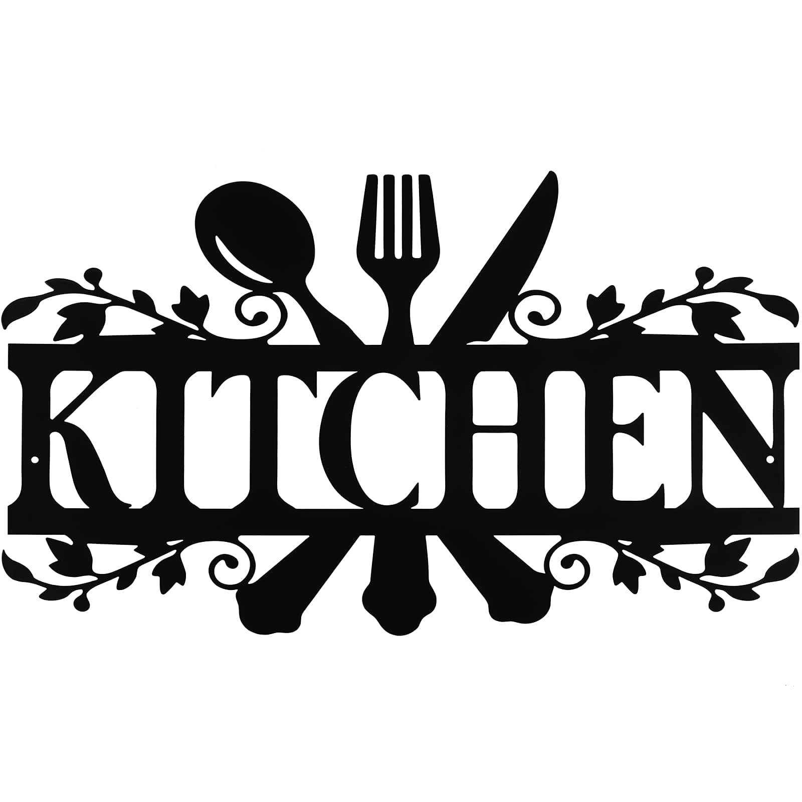Hotop Black Kitchen Metal Sign, Farmhouse Kitchen Pictures Wall Decor Rustic Country Wall Art for Mardi Gras Easter Home Dining Room Accessories, 14 x 8.8 Inches(Classic Style)