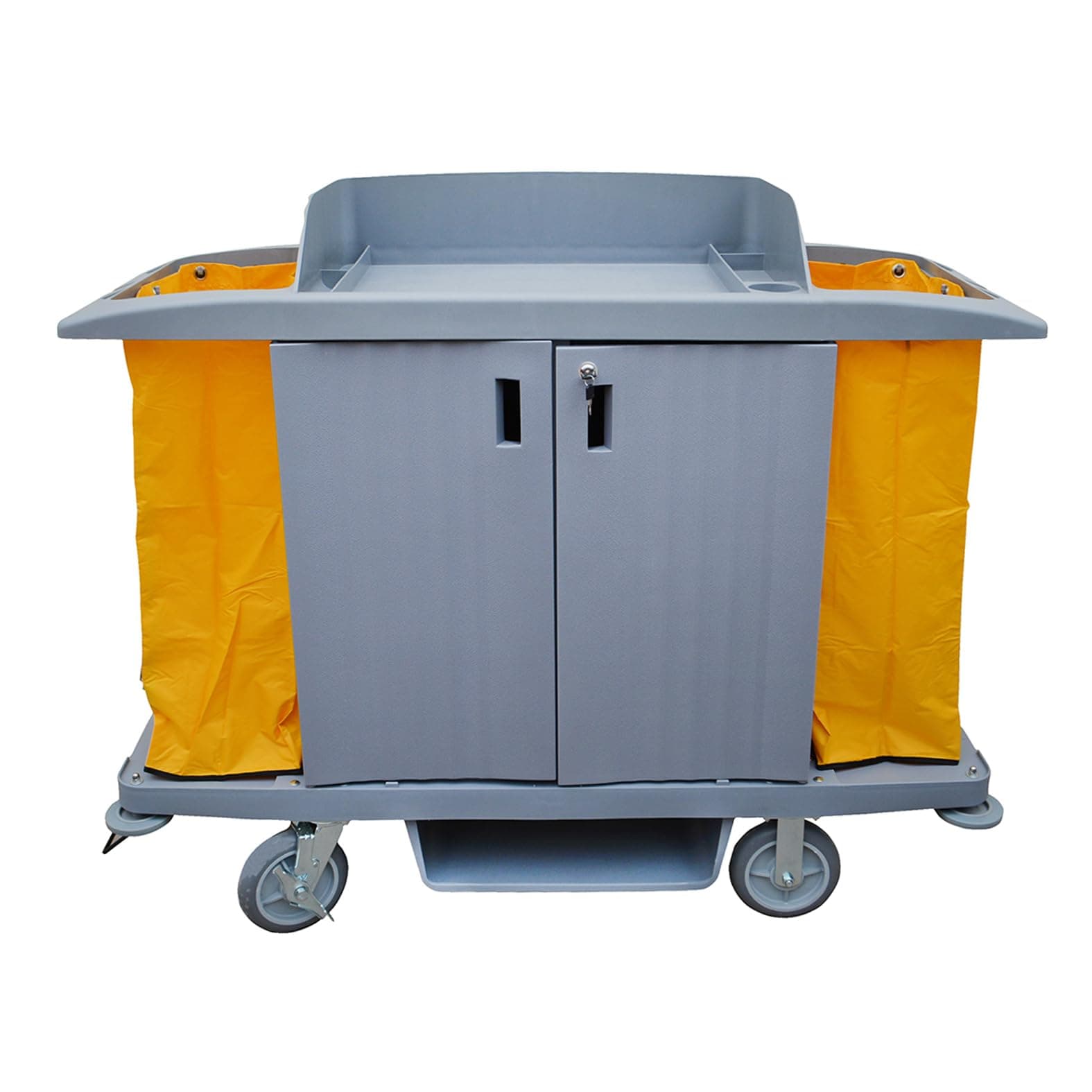 Brooks Hotel Housekeeping Cart - Large Locking Three Shelf, Commercial Cleaning Cart Utility Cart Hotel Janitorial Cart Housekeeping Service Cart with Wheels