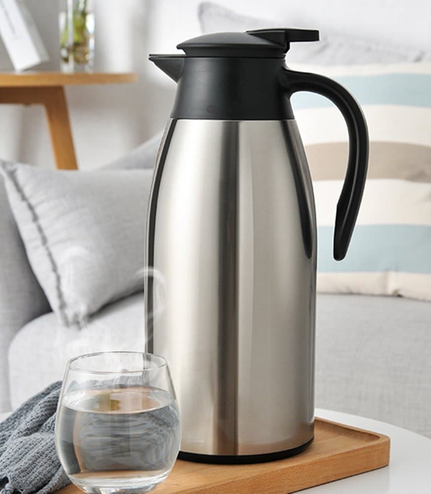 Haosens 2.1Litre/71 ounce Vacuum Insulation Pot Coffee Carafe Home Use Thermal Flasks,Stainless Steel Hotel Restaurant Coffee Pot Tea Insulation Pot (Silver)