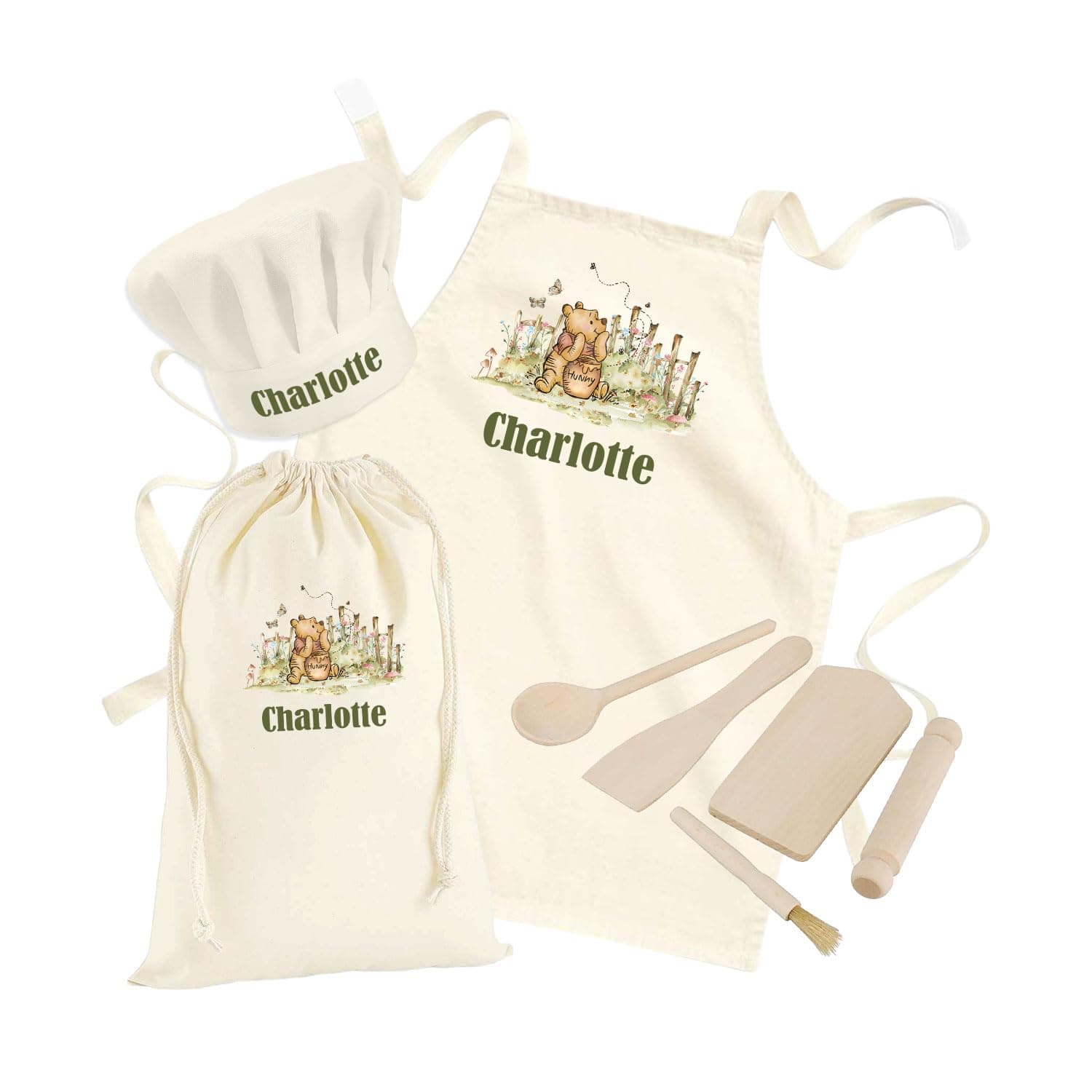 Hoolaroo Personalised Kids Aprons For Cooking Childrens Baking Gifts Personalised Apron Kids Cooking Utensils Set Wooden