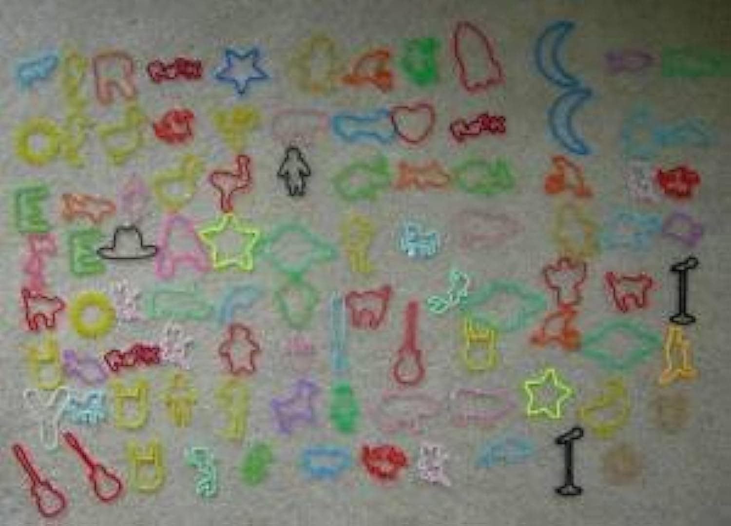 Assortment of 60 Fun Silly Rubber Band Bracelets - America, Characters, Rock 'n' Roll, Sea Life, Sports, Zoo Creatures and More