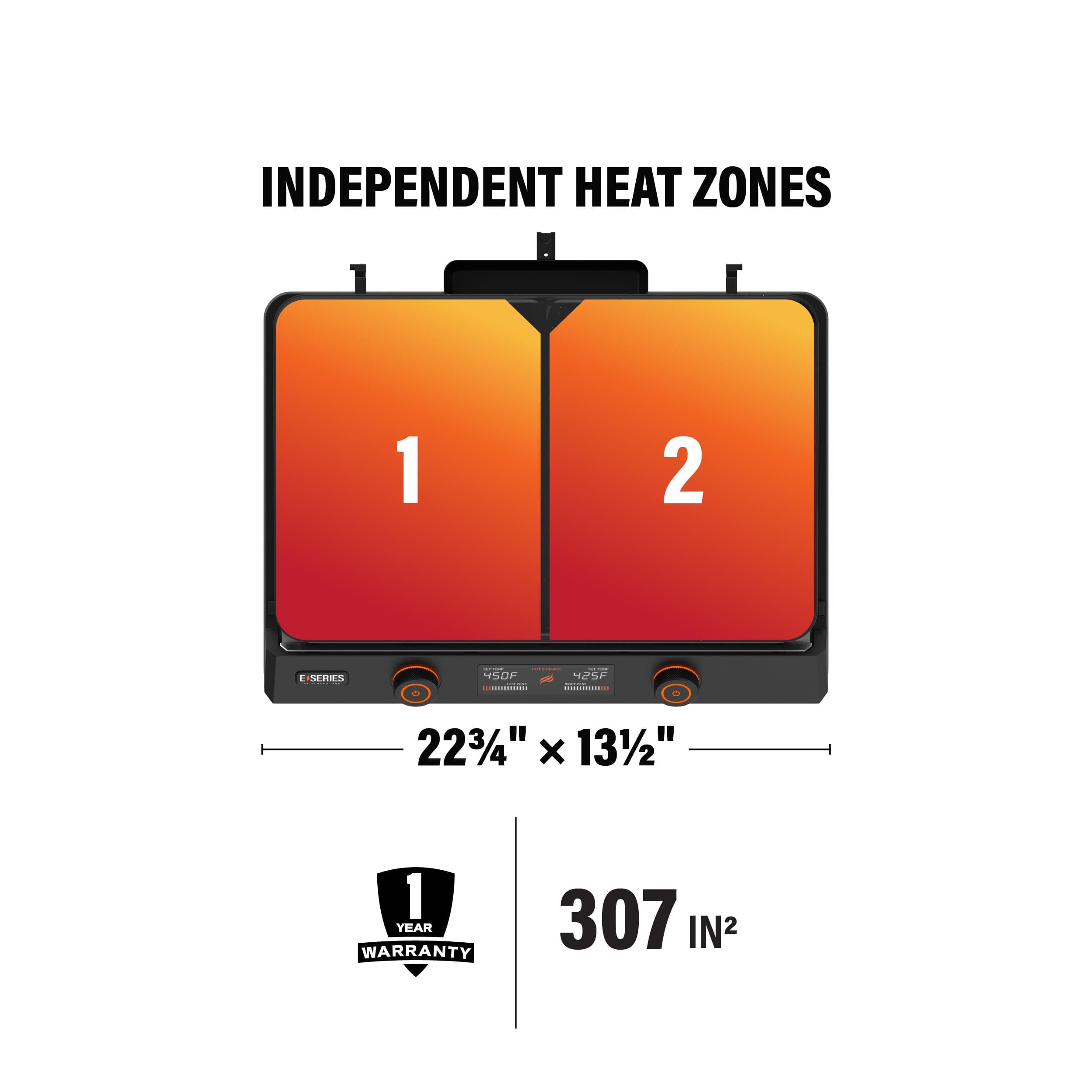 Blackstone 22-Inch Electric Griddle - 1200W Non Stick Ceramic Titanium Coated Stainless Steel Tabletop Griddle with EZ-Touch Control Dial, LCD Display, Patented Rotate & Remove Glass Hood - 8001