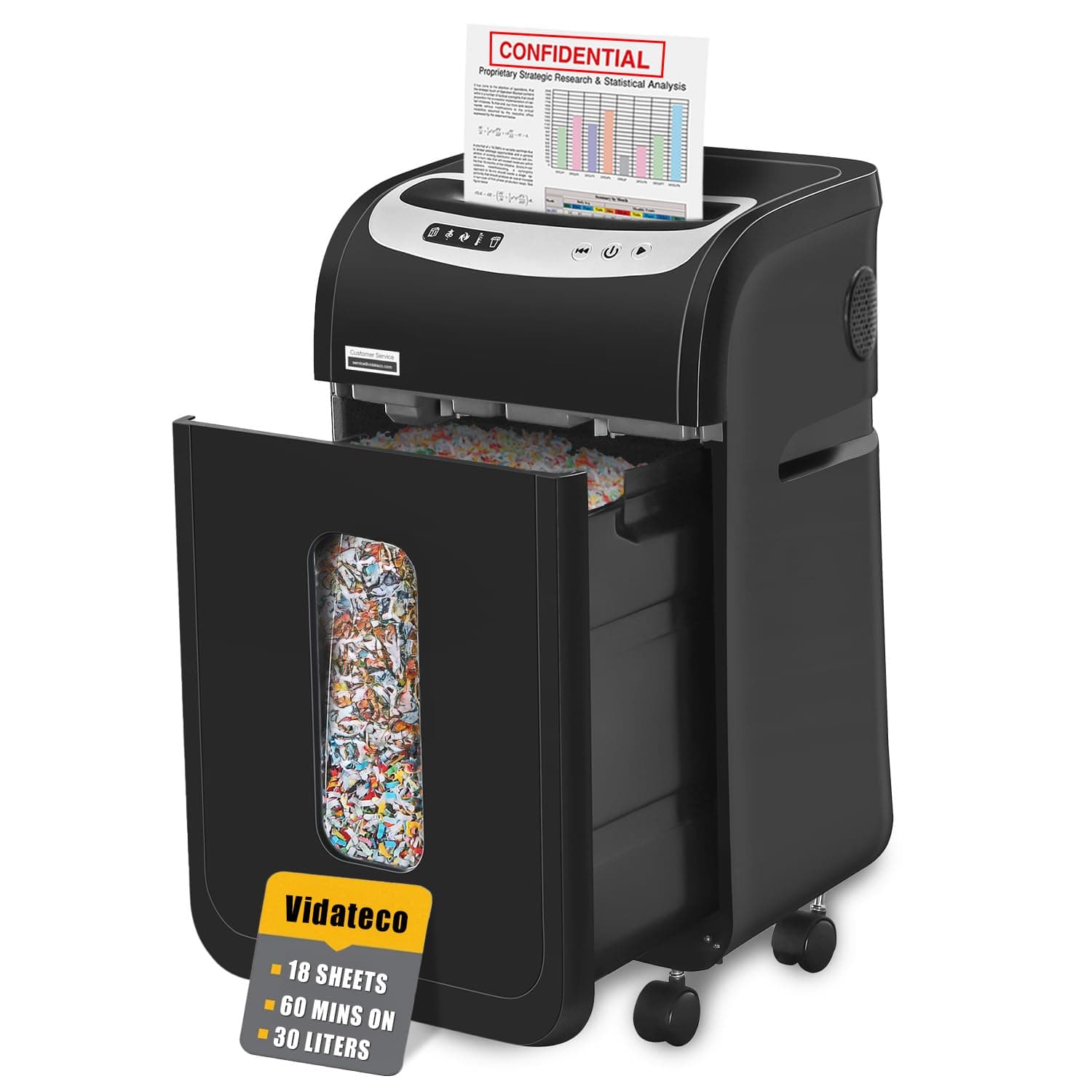 Micro Cut Paper Shredder Heavy Duty, 18-Sheet Shreds Paper/Card/Staple/Clip Paper Shredder for Home Office Use, Security Level P-4 Jam Proof System 30L Pullout Basket and Wheels