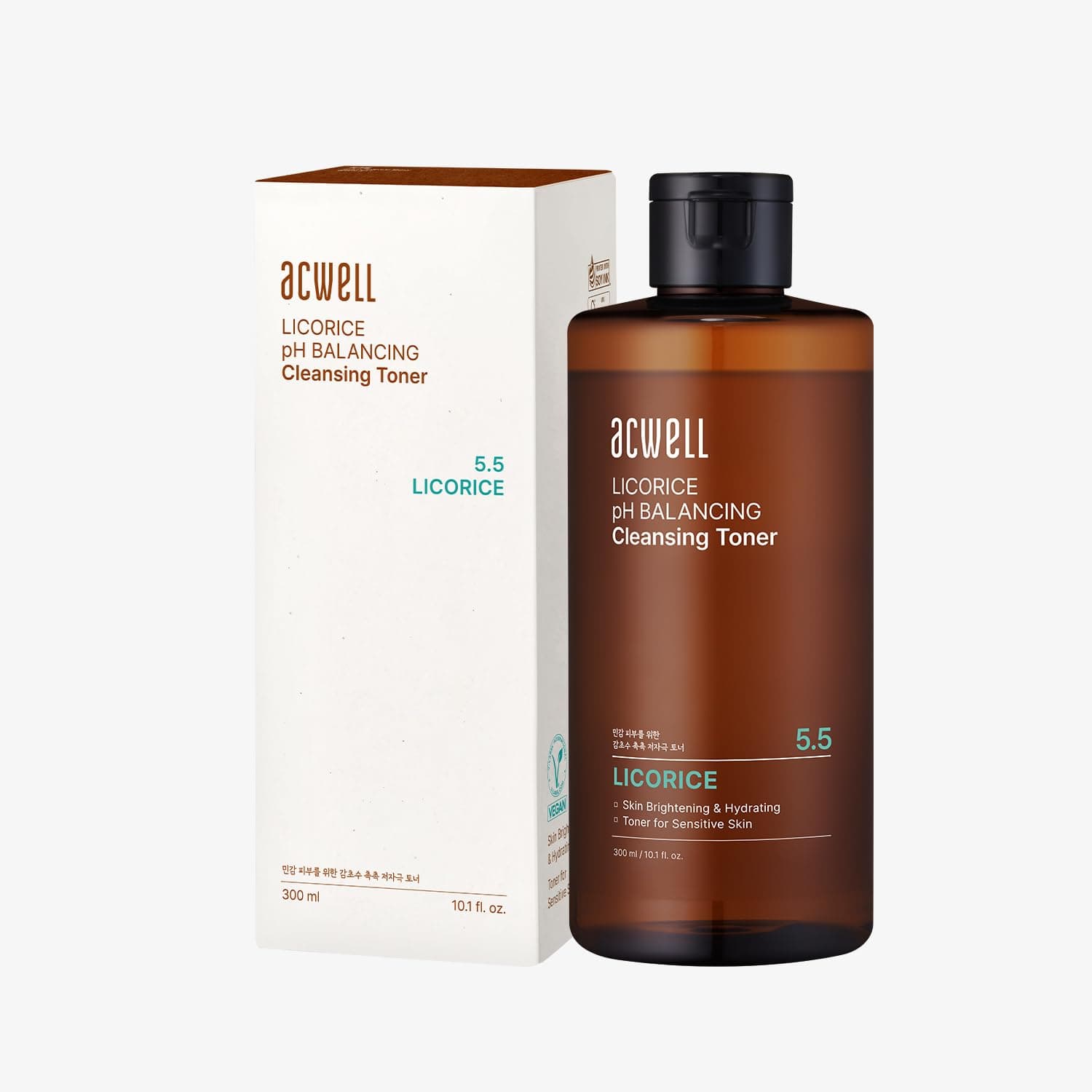 ACWELL Licorice pH Balancing Korean Toner for Cleansing 10.14 fl.oz. - Alcohol-Free PH5.5 Hydrating Facial Astringent - Skin Clearing, Reduce Pigmentation, Acne and Dark Spots