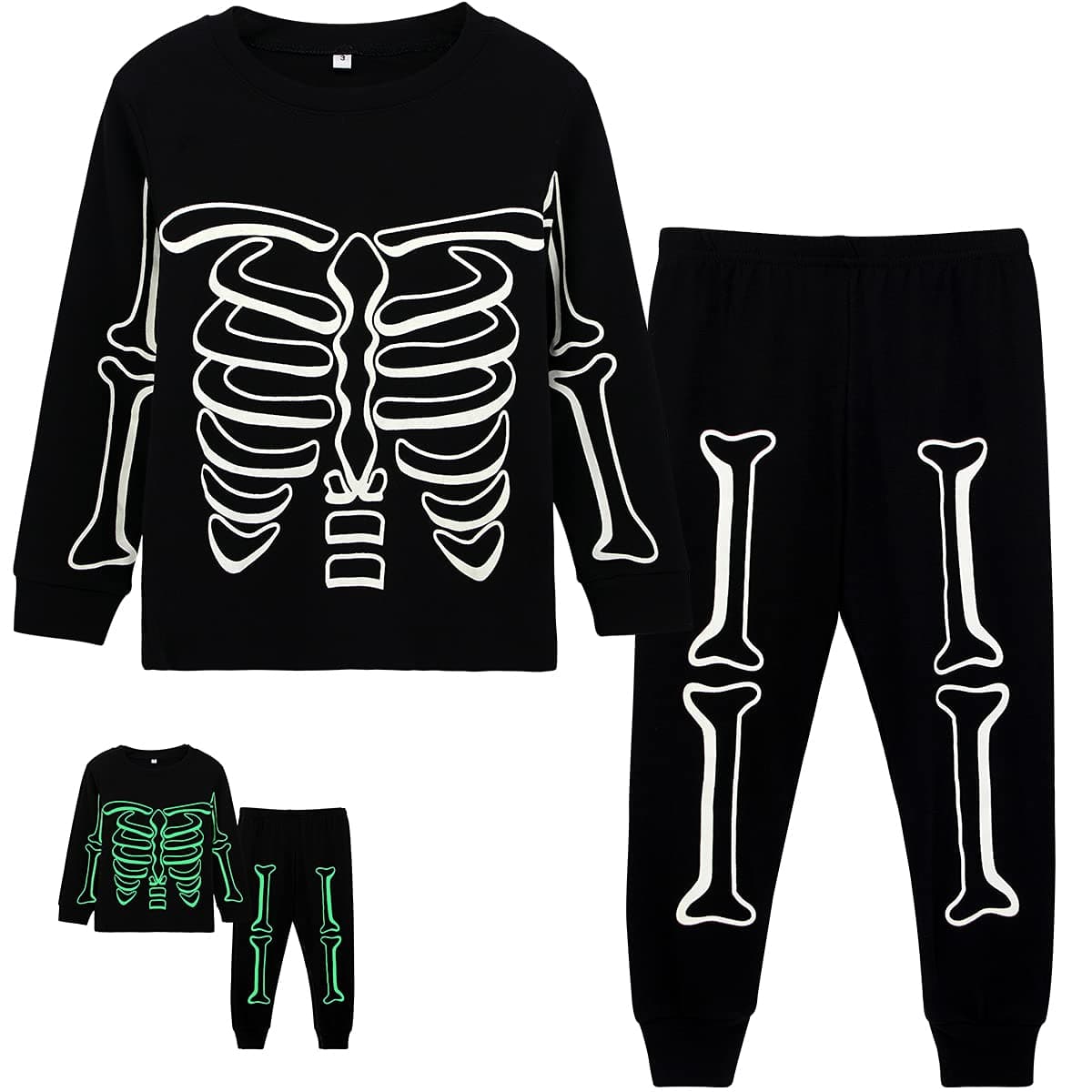 Enfants Chéris Glow in The Dark Pajamas Toddler Skeleton Costumes for Boys 2-7 Years