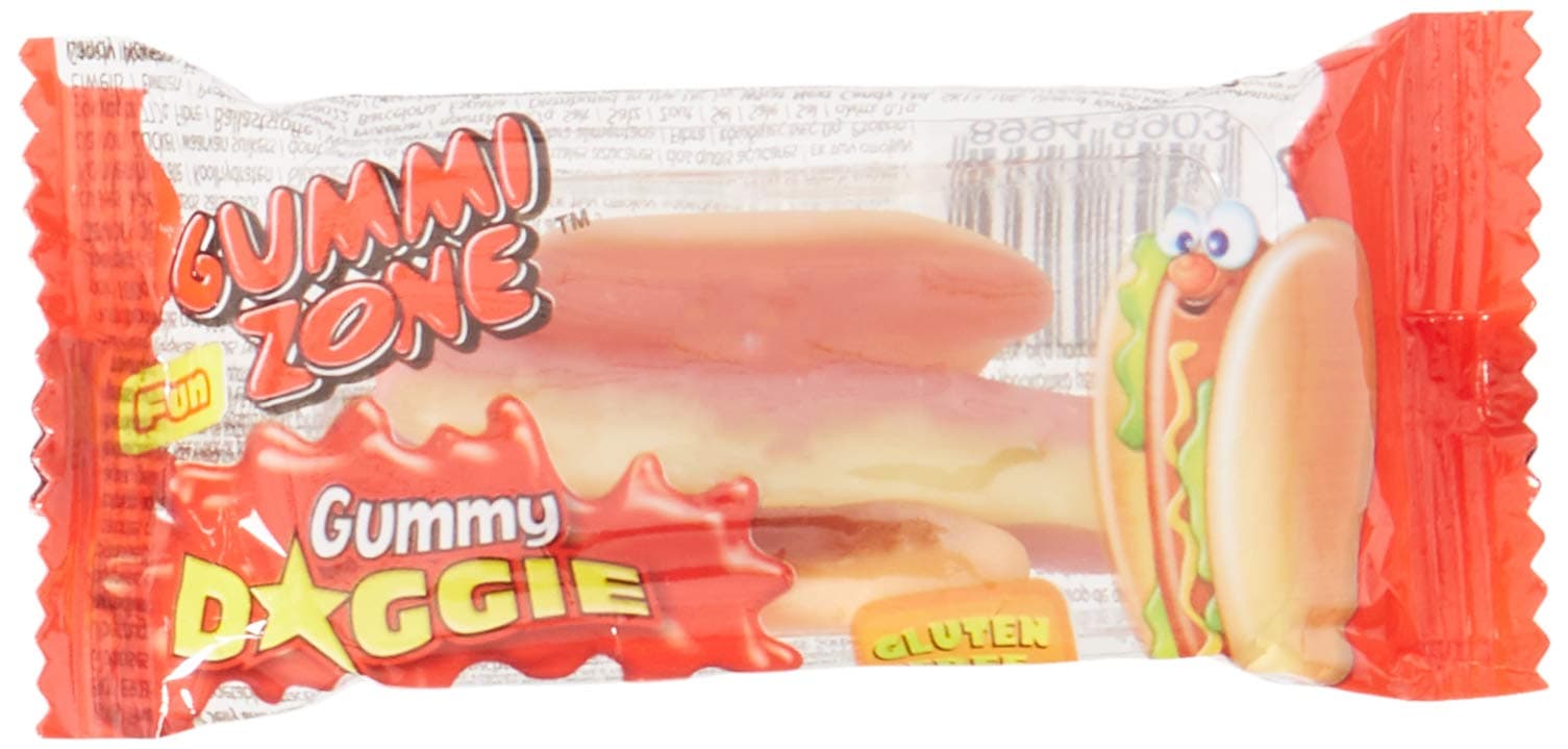 Mini Doggie Hot Dog Gummi Zone Candy Sweets 9g (Pack of 60)