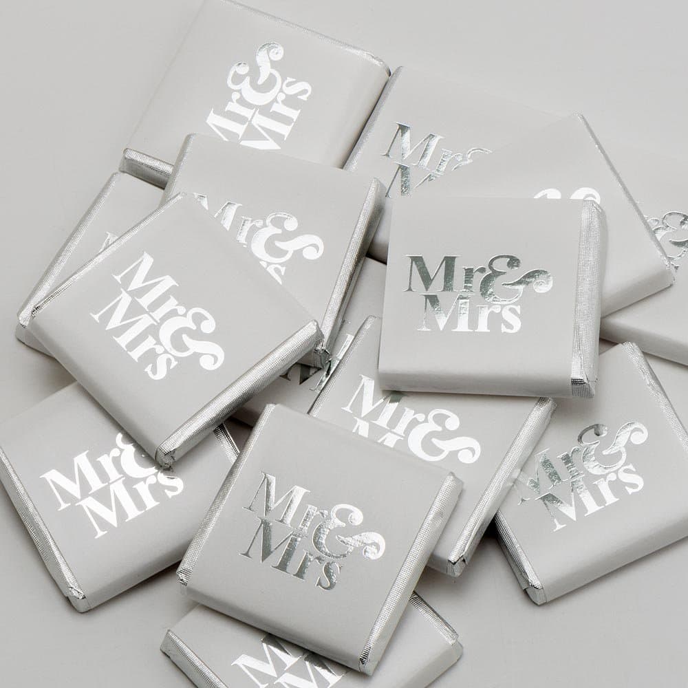 Italian Options Silver Mr & Mrs Wedding Chocolate Neapolitans (75 Chocolates)