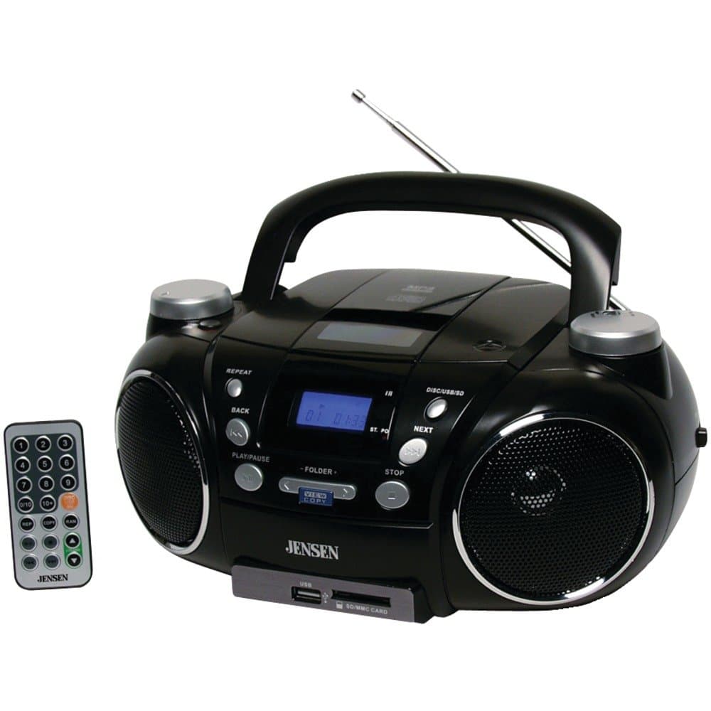 Jensen CD750 Portable AM/FM Stereo CD Player with MP3 Encoder/Player (Black)