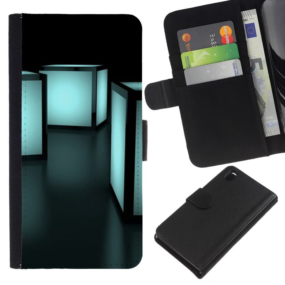 GIFT CHOICE / SmartPhone Cell Phone Leather Wallet Case Protective Cover for Sony Xperia Z3 D6603 // Lamp Led Interior Design Blue Modern //
