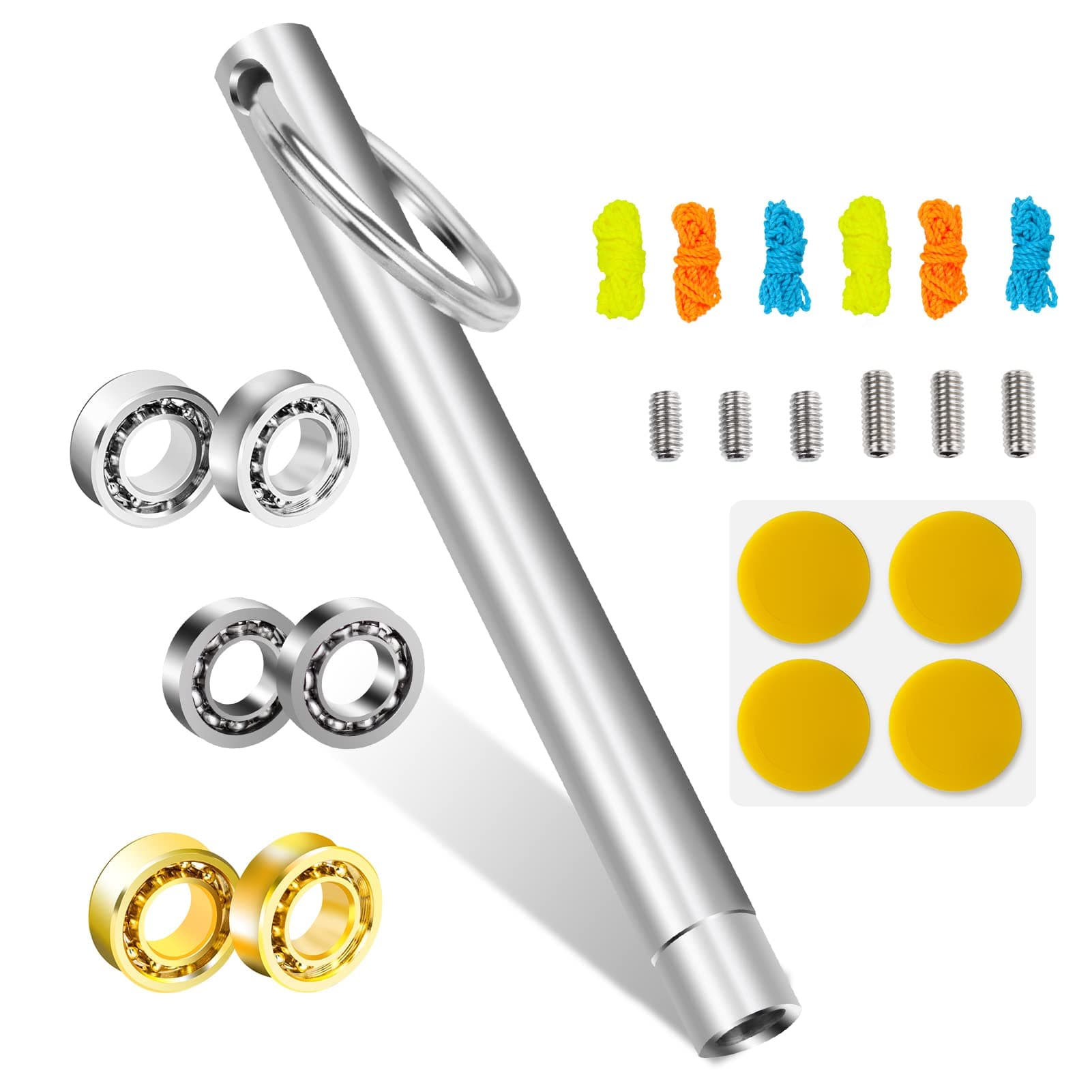 Yoyo Bearing Pack - 10 Ball Golden Unresponsive, Size C 10 Ball, Narrow C Responsive Bearings + Removal Tool + 6 Strings + 6 Axles