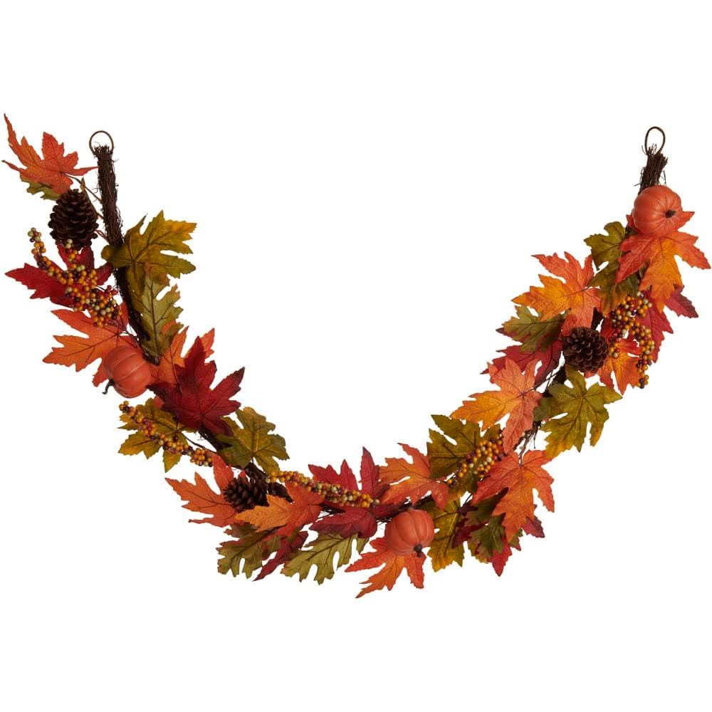 wilko Autumn Garland, Features Natural Elements for Autumn Finish, Complete with Hanging Loops, Ideal for Festive Decorations, 152cm