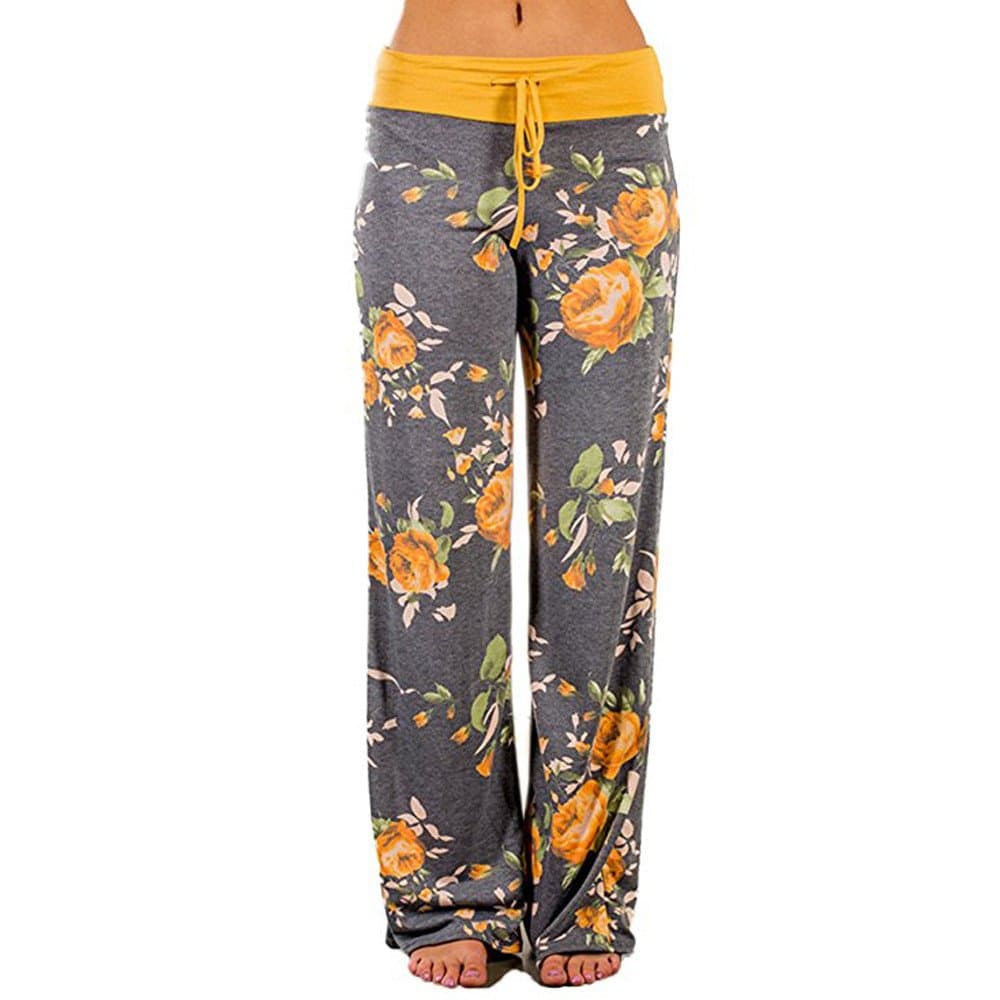 Women Pants Neartime Print Loose Casual Pants American Flag Drawstring Wide Leggings