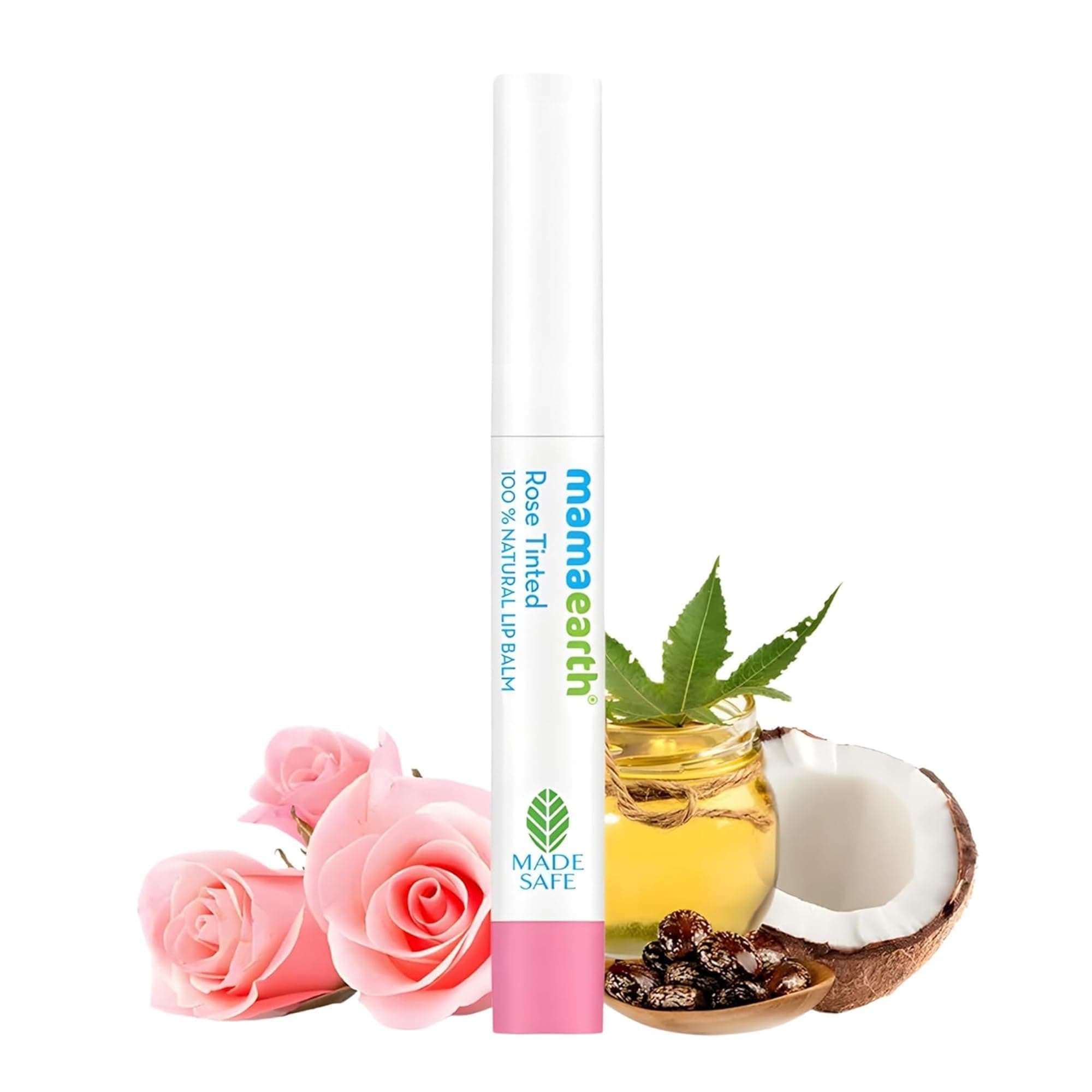 Mamaearth Rose Tinted 100% Natural Lip Balm for bright Lips, With Rose & Castor Oil For 12 Hour Moisturization - 2 g