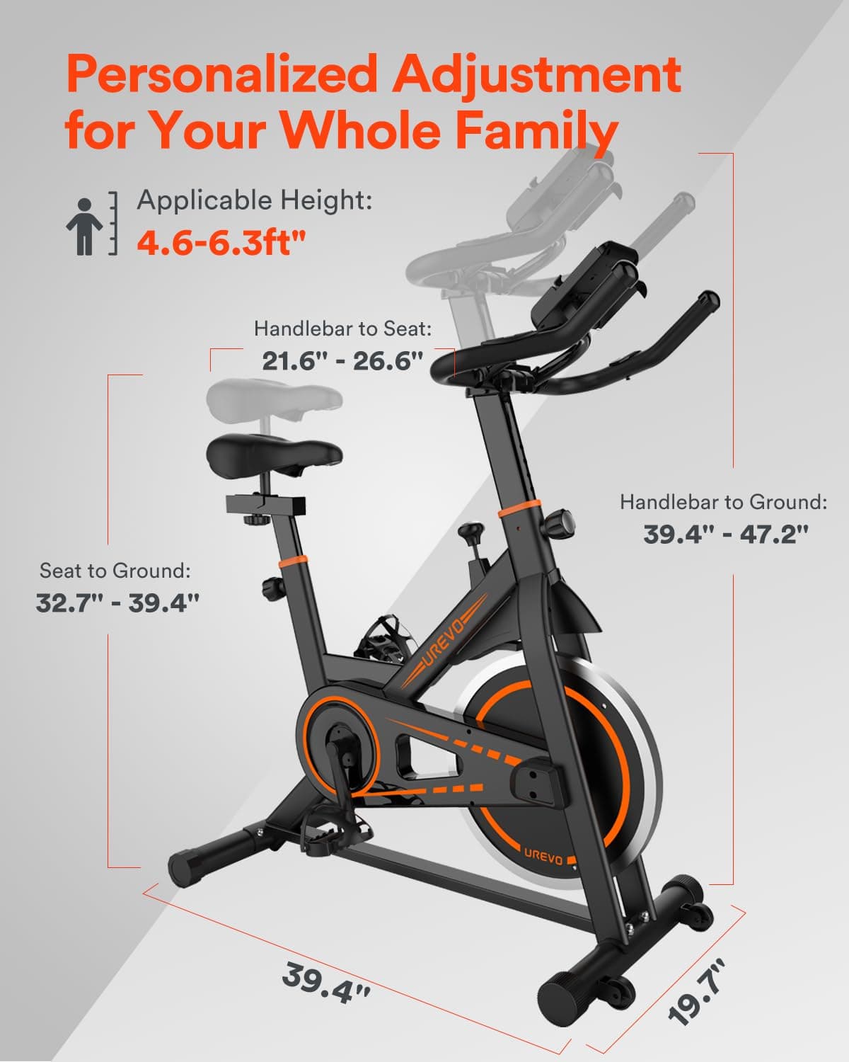 UREVO Exercise Bike, 10kg Flywheel Indoor Exercise Bikes for Home Use with 260LBS Weight Capacity, Indoor Cycling Stationary Bike Fitness for Home Training with Comfortable Seat