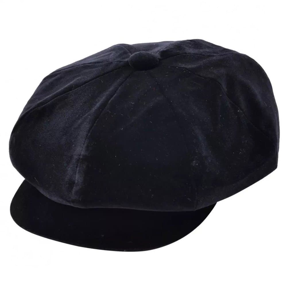 Ladies Classic Velvet Bakerboy 8 Panel Cap, 3 Colours - 2 Sizes
