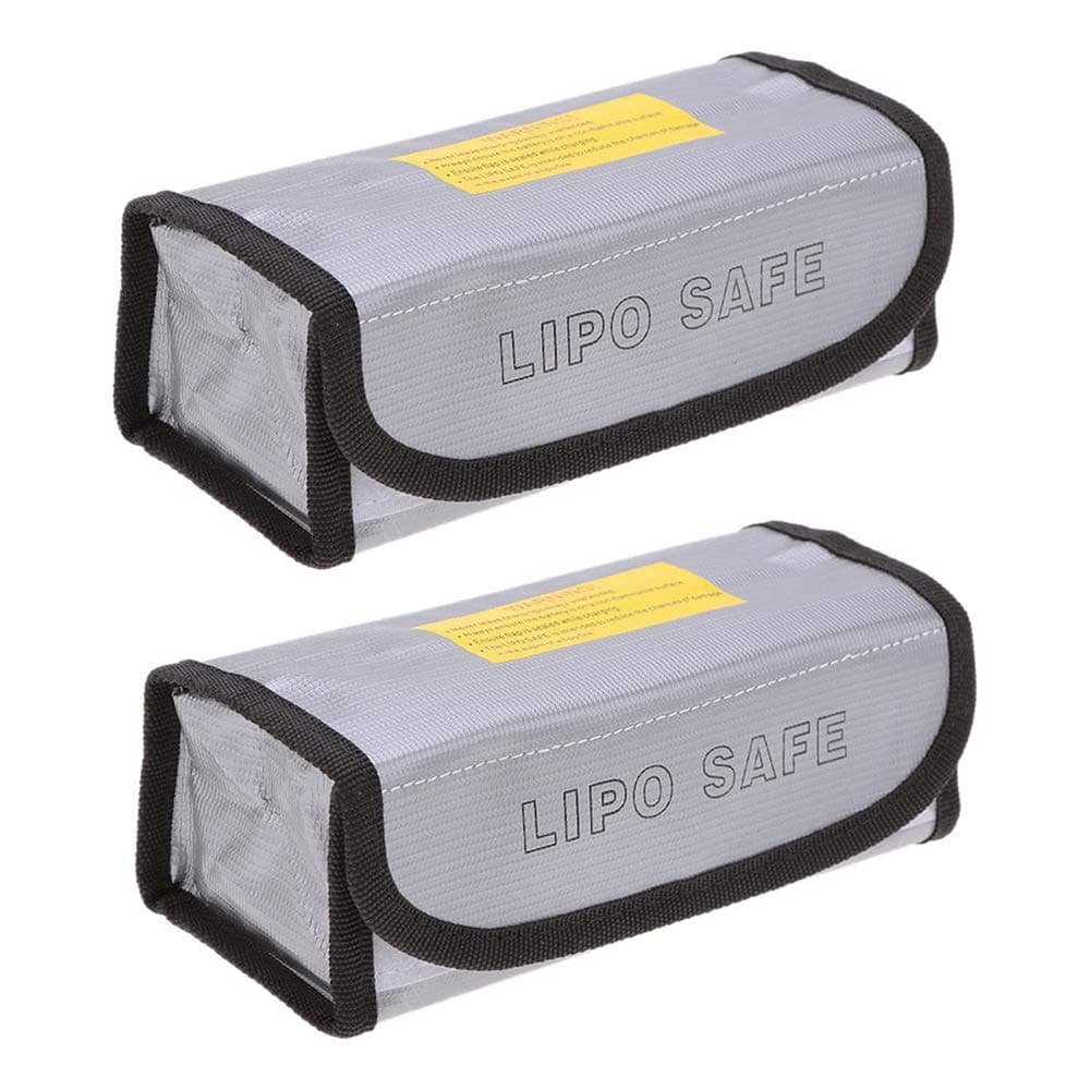 MEGICOT 2pcs Fireproof Explosionproof Lipo Battery Safe Bag for Charge & Storage, Lipo Battery Guard Safe Pouch Replacement for Lithium Battery & DJI Mavic and More Battery Storage（185x75x60mm）