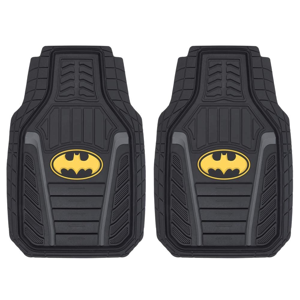 BDK Superhero Car Floor Mats, Officially Licensed Warner Bros DC Comics, All Weather Interior Auto Protection, Heavy Duty Rubber Liners for Car Truck Van SUV