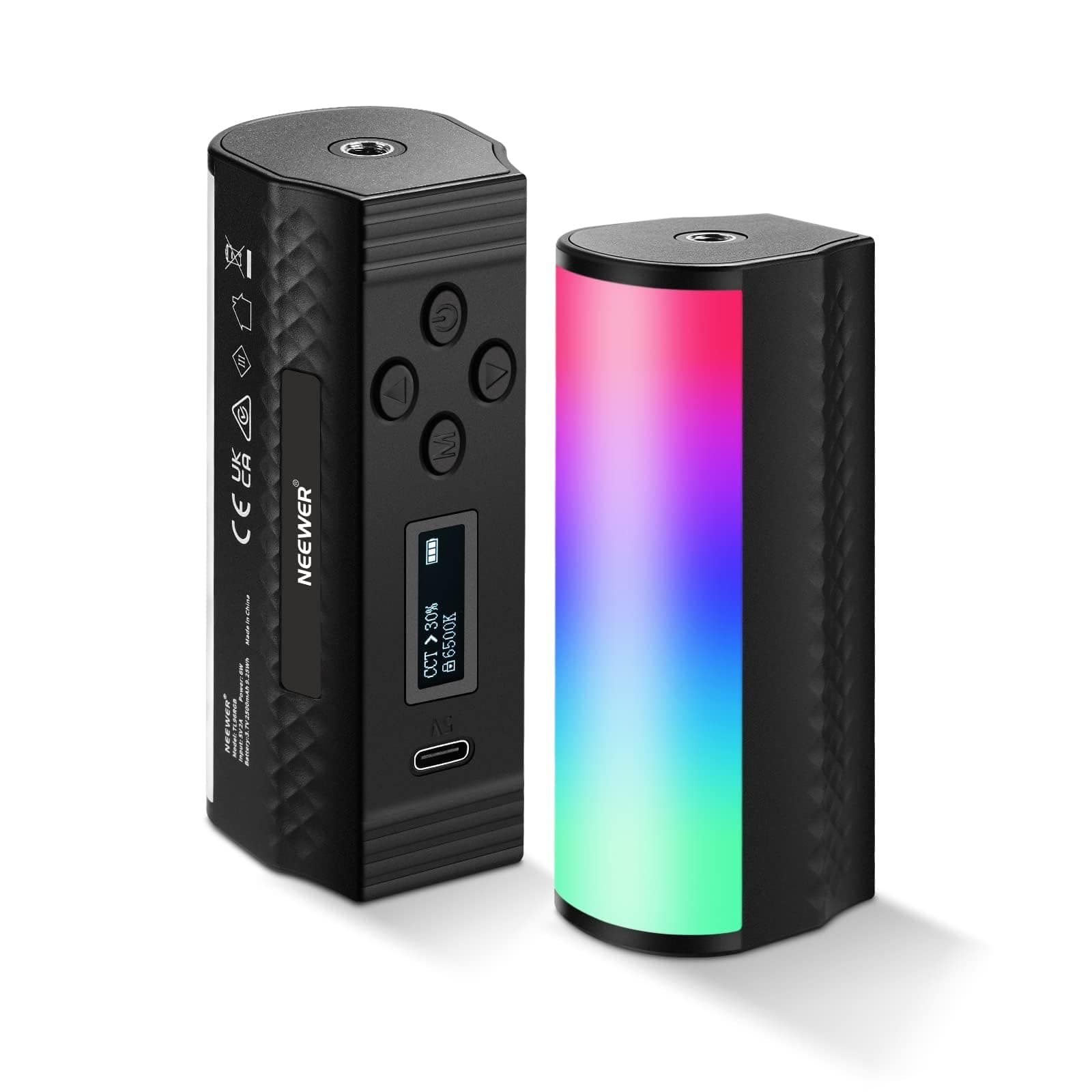 NEEWER Basic 2 Pack Magnetic Handheld Light Wand, 360° Full RGB Mini LED Video Light Stick with 2500mAh Battery,2500-8500K Dimmable Camera Tube Light for Photography TikTok YouTube Vlog,TL96RGB