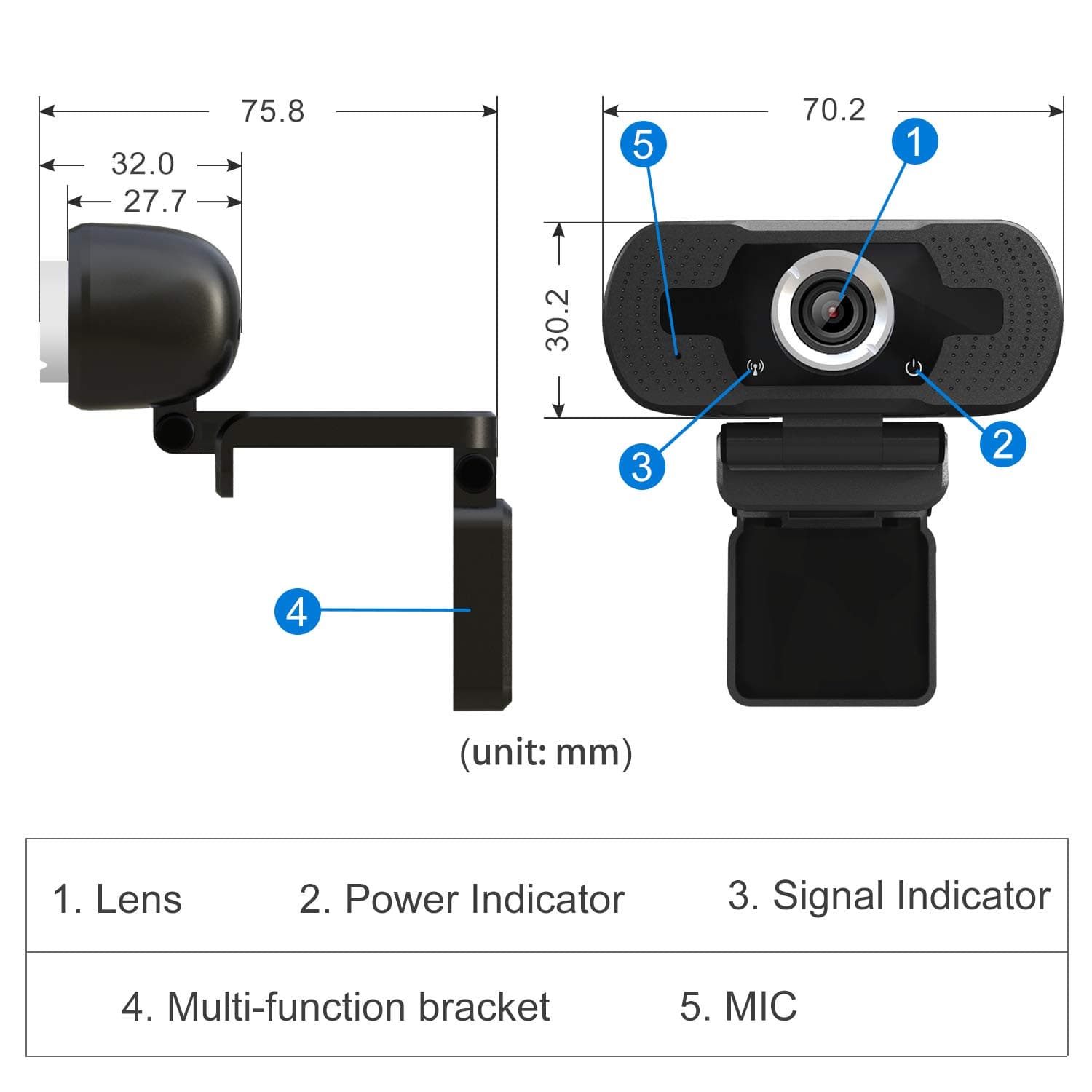Anivia W8 Full HD Webcam, USB 1080P Webcam with Microphone, Pro Streaming Camera for Video Calling, Mini Plug and Play, Webcam Cover, Conferencing,Flexible Rotatable Clip