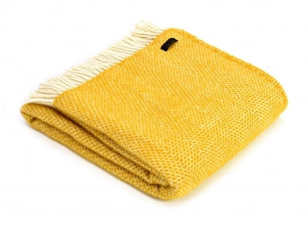 TweedmillTextiles 100% Pure New Wool Beehive Throw, Mustard, 150x180cm