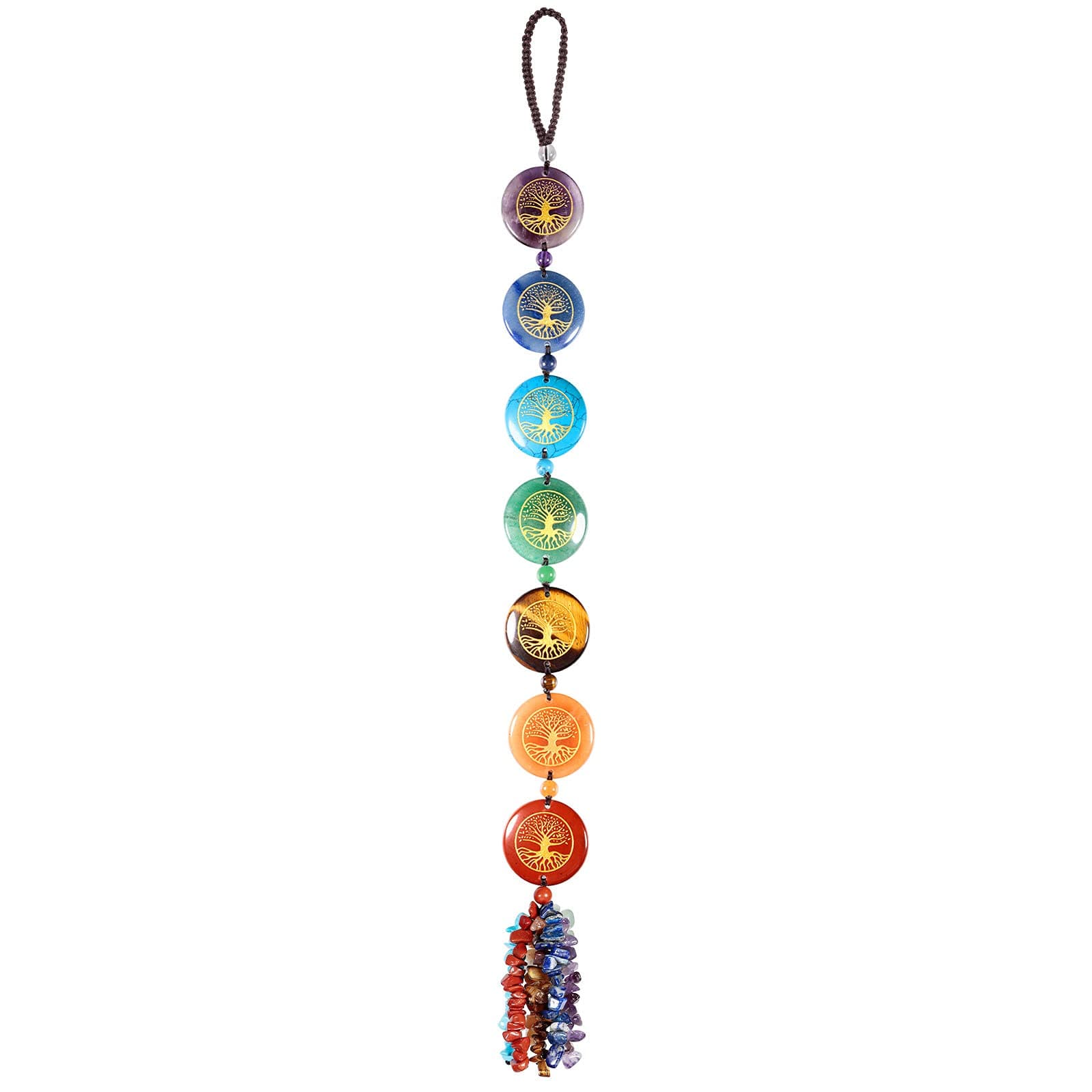 rockcloud 7 Chakra Stones Hanging Ornament Tree of Life Healing Crystals Home Office Decor Car Hanging for Yoga Meditaiton Protection