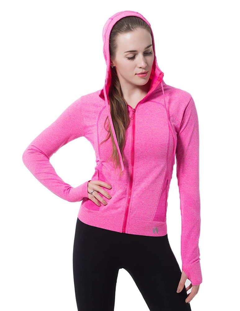 Women's Sport Yoga Shirts Pink Stretch Workout Long Sleeve Size M