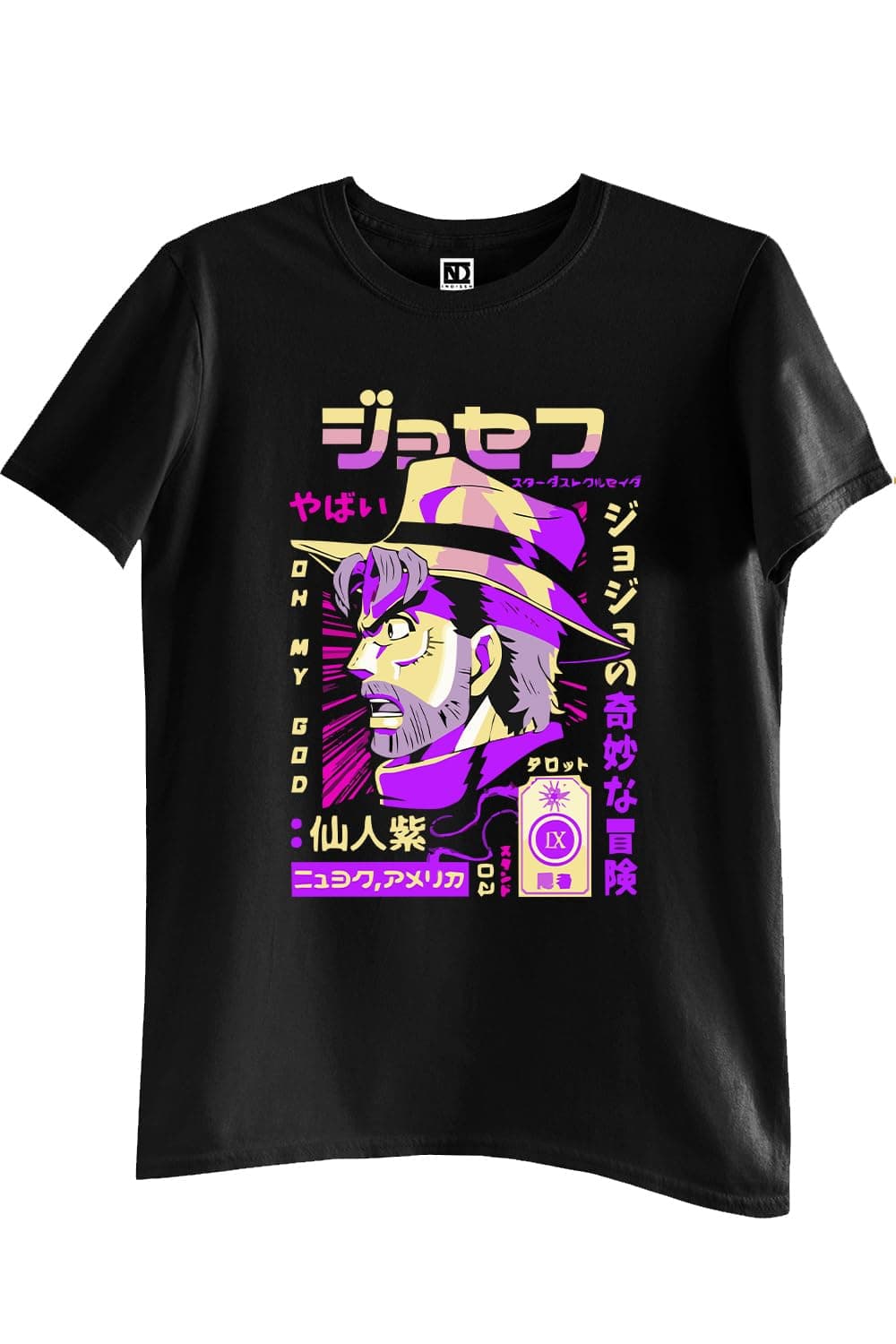 INDISSHUnisex Collarless Regular Fit Pure Cotton Round Neck Jojos Adventure (JADV1) Anime Graphic Printed T-Shirt| Regular & Casual Wear Half-Sleeves Tshirts| Pack of 1 Tshirt|