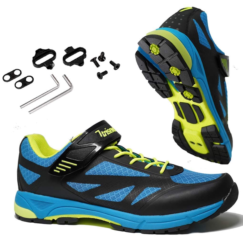 TriSevenMountain MTB Shoes - Lightweight, Breathable Synthetic Leather, Anti-Slip Heal & SPD/Indoor Cycling Compatible!