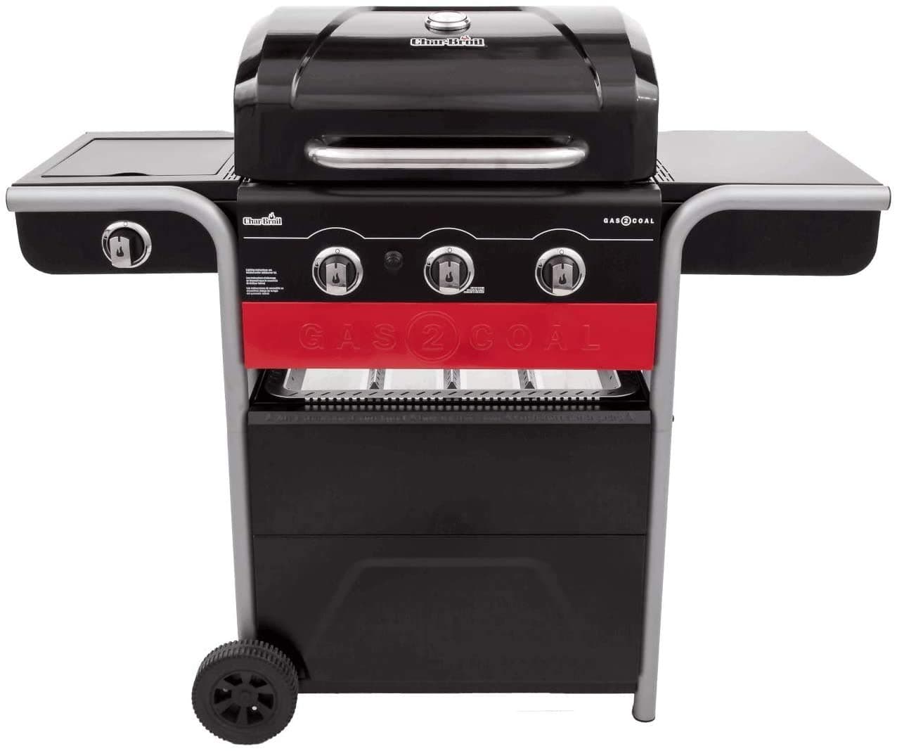 Char-Broil Gas BBQ Gas2Coal 330 Hybrid - 3-burner Gas & Coal Barbecue Grill - Ideal for Outdoor Cooking, Garden, Balcony and Patio