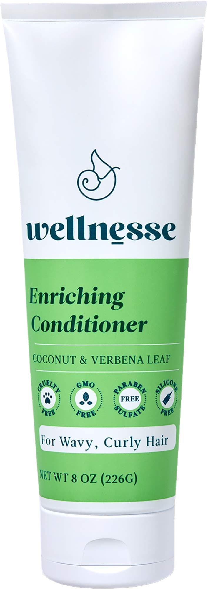 Wellnesse Enriching Curly Hair Conditioner - Coconut & Verbena Curl Care - Moisturize, Hydrate & Repair Curly and Wavy Hair - Deep Conditioner for Women and Men - Natural Detangling Formula - 8oz