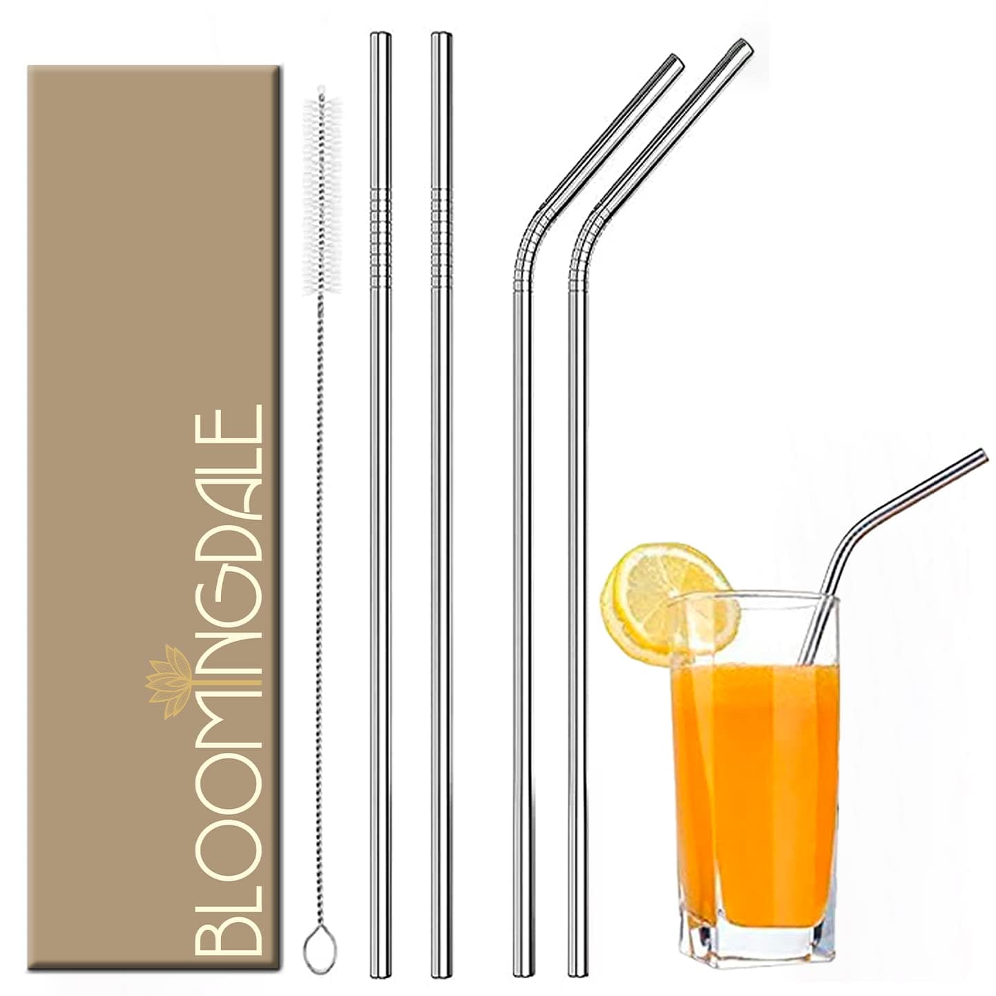 Steel Straw Silver Pack of 5