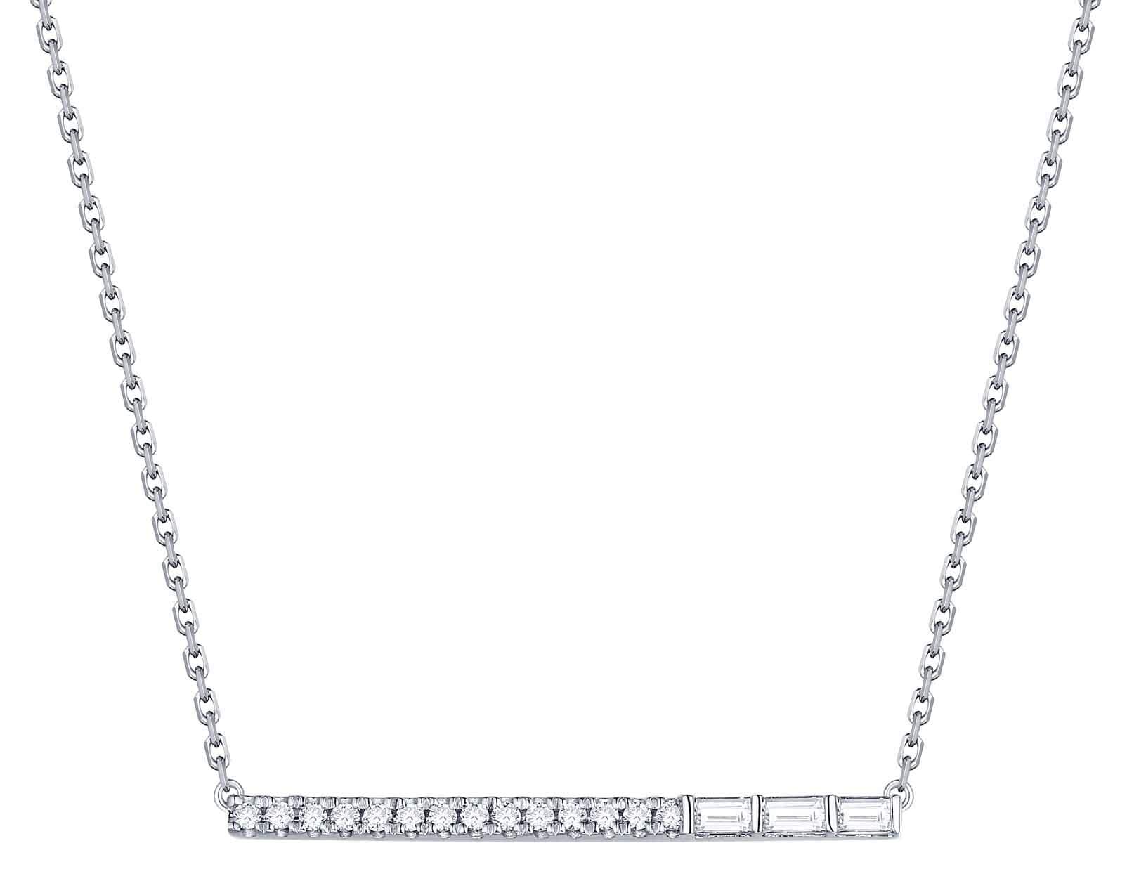 Prism International Bar Style Modern Necklace With CZ Stone Crafted In BSI Certified 925 Sterling Silver