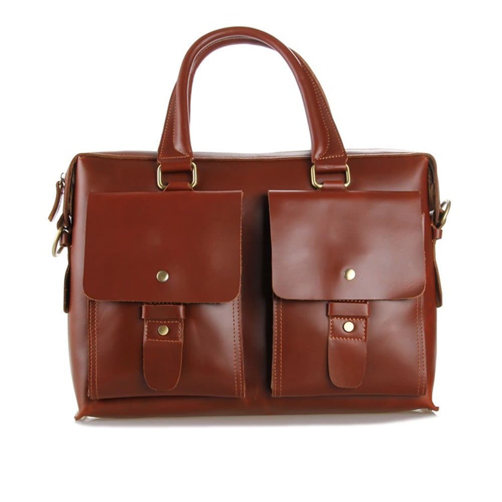 Amango Men Leather Laptop Messenger Bag Briefcase Shoulder Bags Fit up to 15'' Computer Red Brown A7001