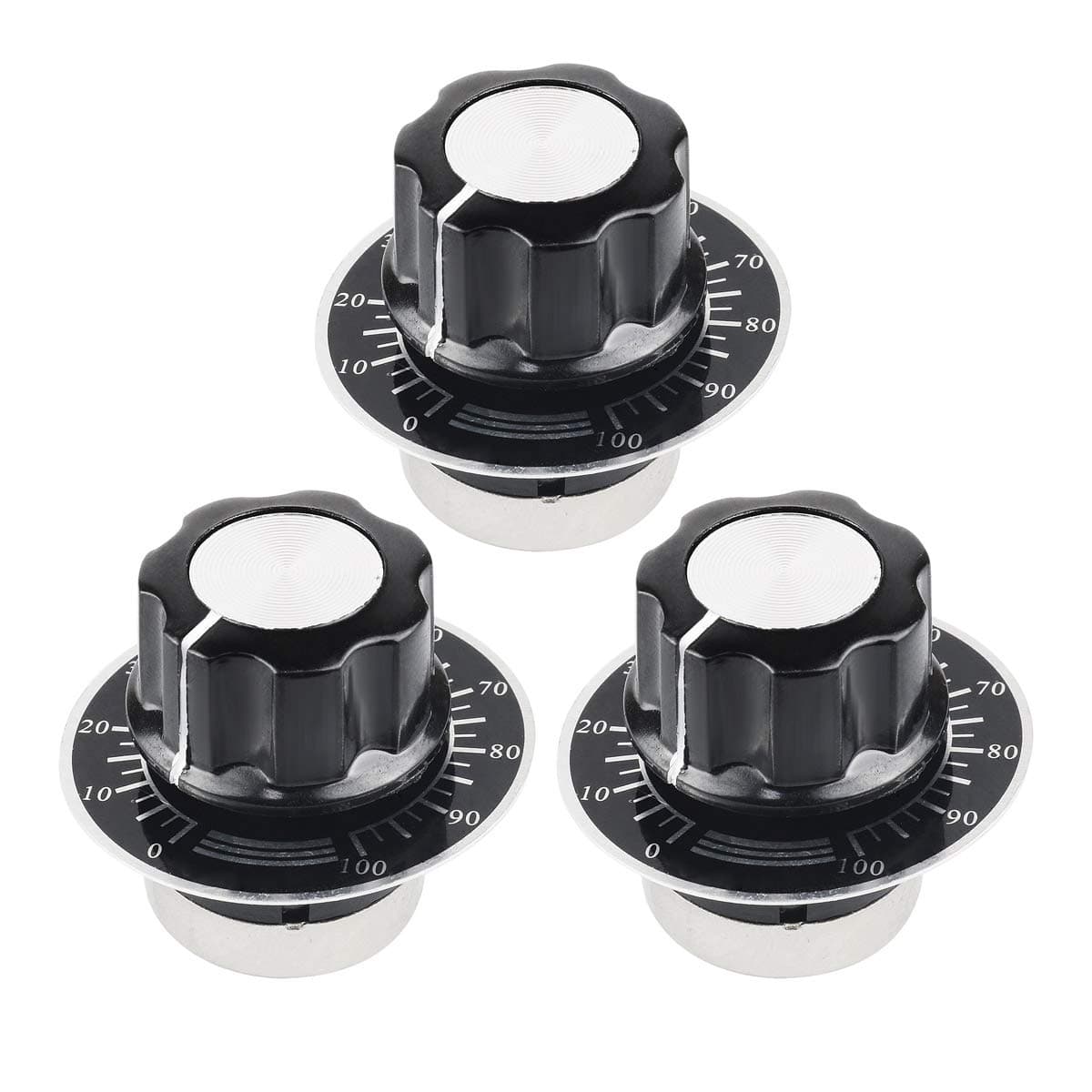 Electrical Buddy Single Turn Carbon Film Rotary Taper Potentiometer Used for Inverter Speed Regulation Motor Speed Control RV24YN20S A03 knob dials B503 50K ohm 3PCS