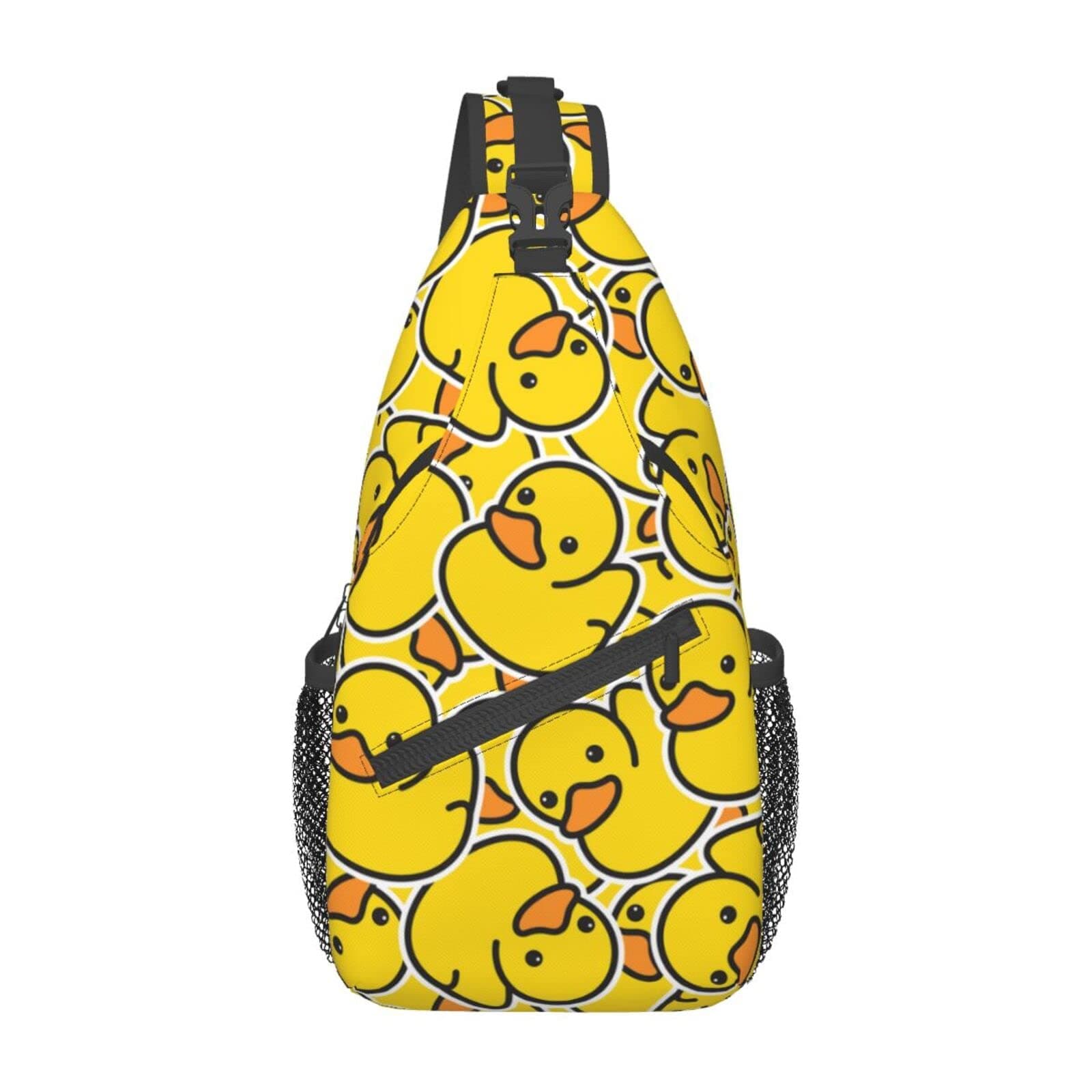 Unique Rubber Duck Sling Bag Crossbody Backpack for Men Women a Bunch of Yellow Rubber Ducks Cartoon Animal Overlay Chest Bag Casual Shoulder Backpack Sport Travel Hiking Daypack