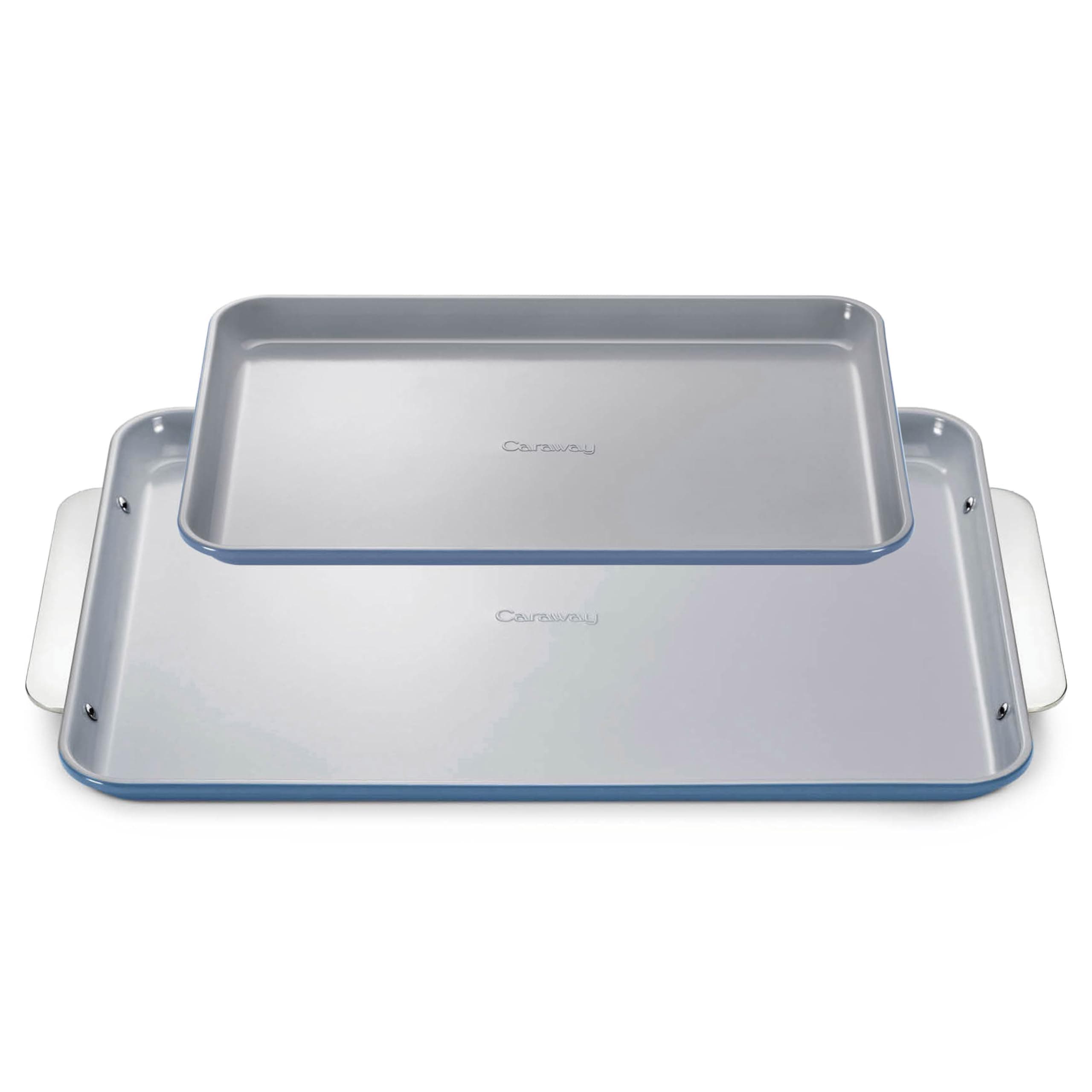 Caraway Non-Stick Ceramic Baking Sheet Duo - Naturally Slick Ceramic Coating - Non-Toxic, PTFE & PFOA Free - 18 x 13" Large & 15 x 10" Medium - Slate