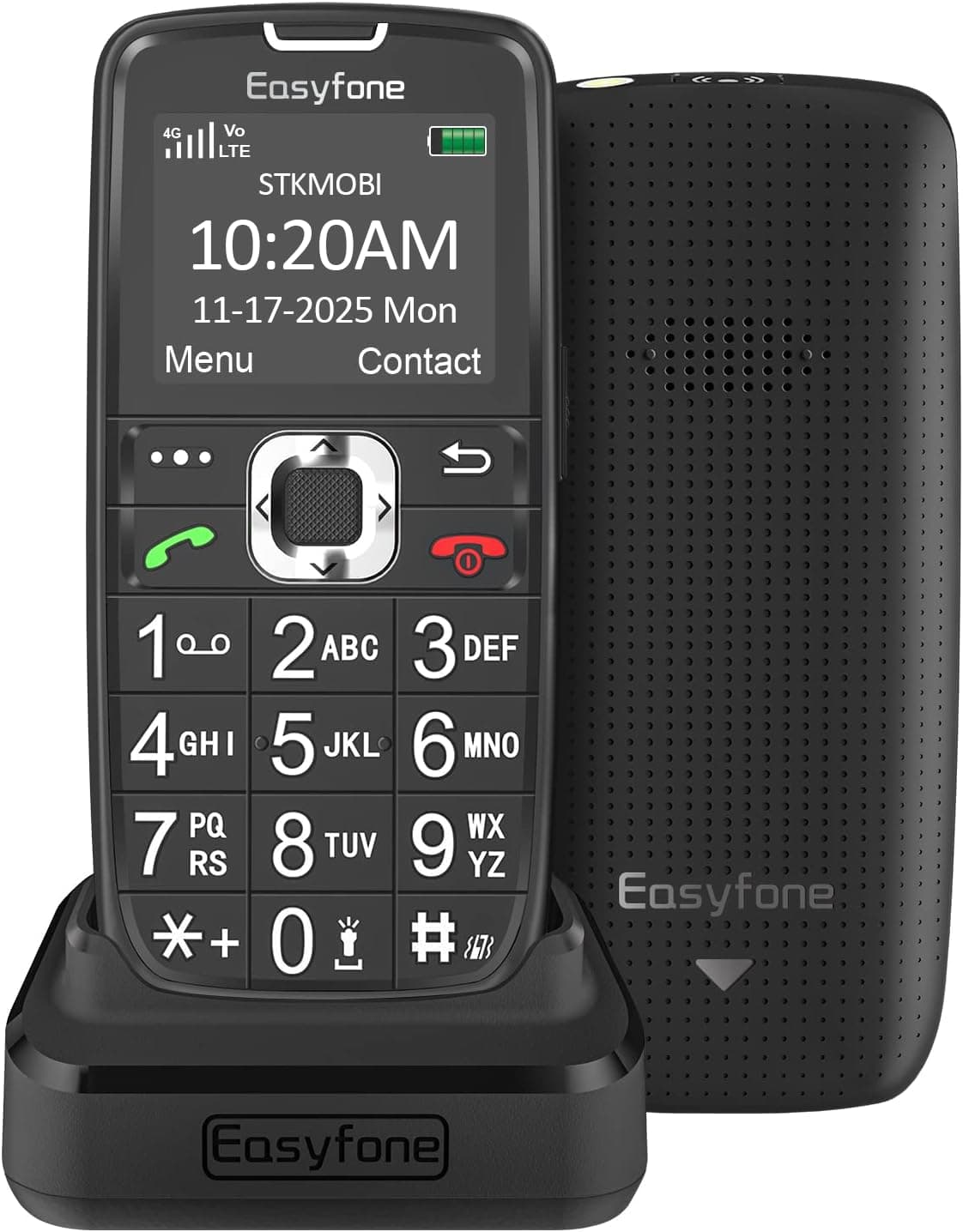 Prime-A6 Unlocked 4G Feature Cell Phone, Easy-to-Use Big Button Simple Mobile Phone with SOS Button and Charging Dock, FCC/IC/CE Certified | Easy Charging Dock, No Internet, No Camera, SIM Card Included, No Contract, No Activation Fee