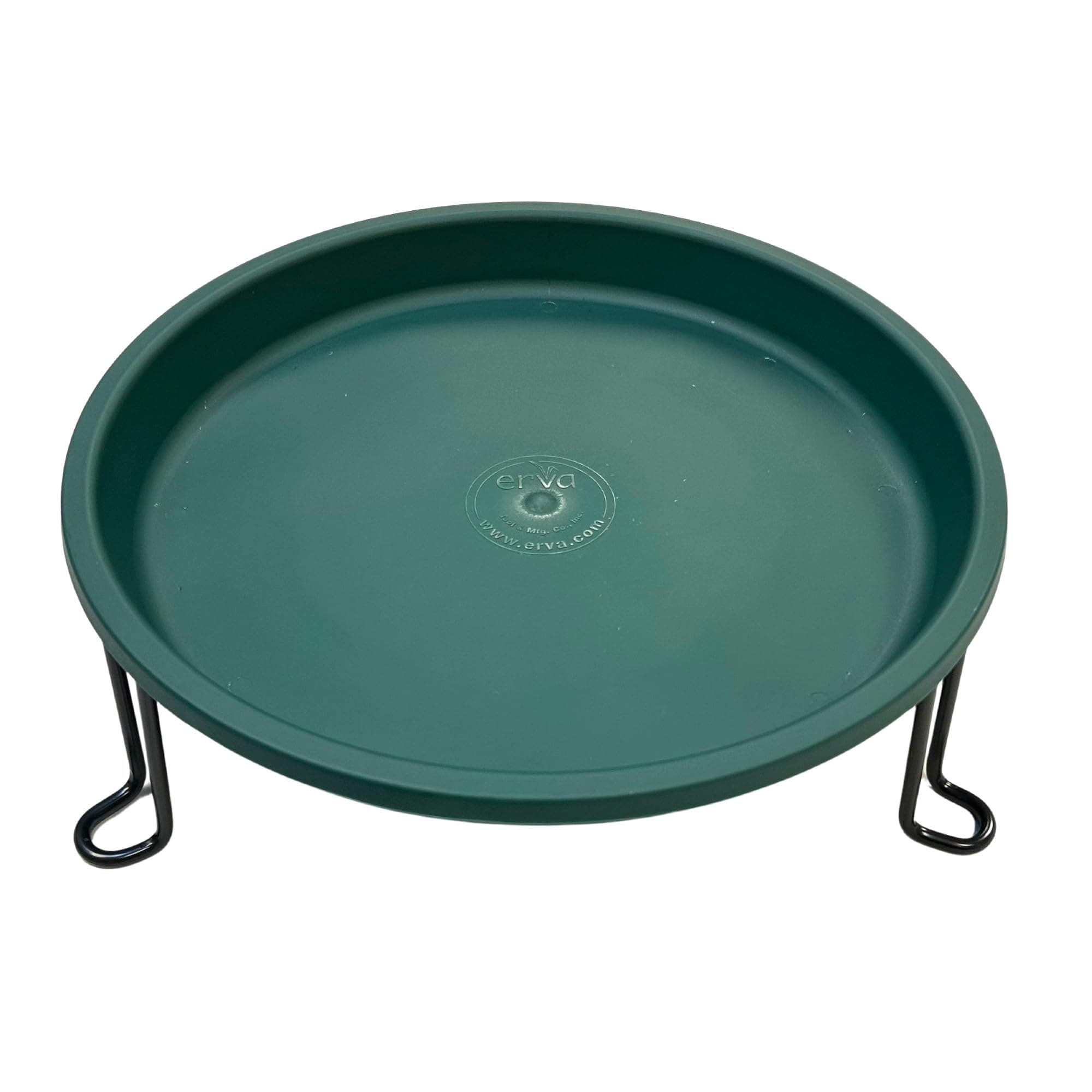 Ground Level Bird Bath - Floor Standing Bird Bath for Patio, Garden, or Deck - Black Steel Wire with Green Dish - Made in USA - Erva BA5SL