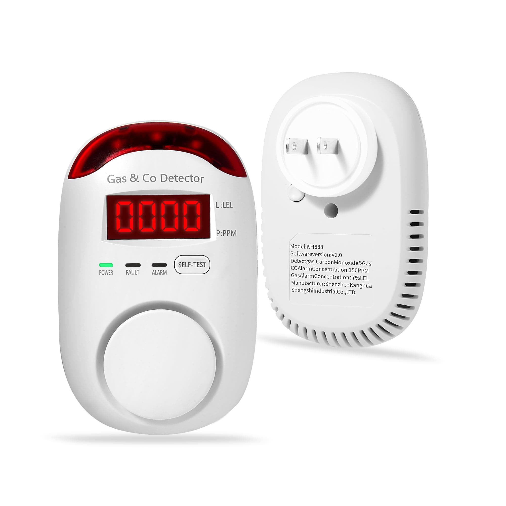 Combination Gas & Carbon Monoxide Detectors Plug in,Hembisen 2-in-1 Natural Gas Detector & Carbon Monoxide Alarm, CO Detector Alarm & Propane, Explosive Gas Detector for Home,RV,Easy to Install